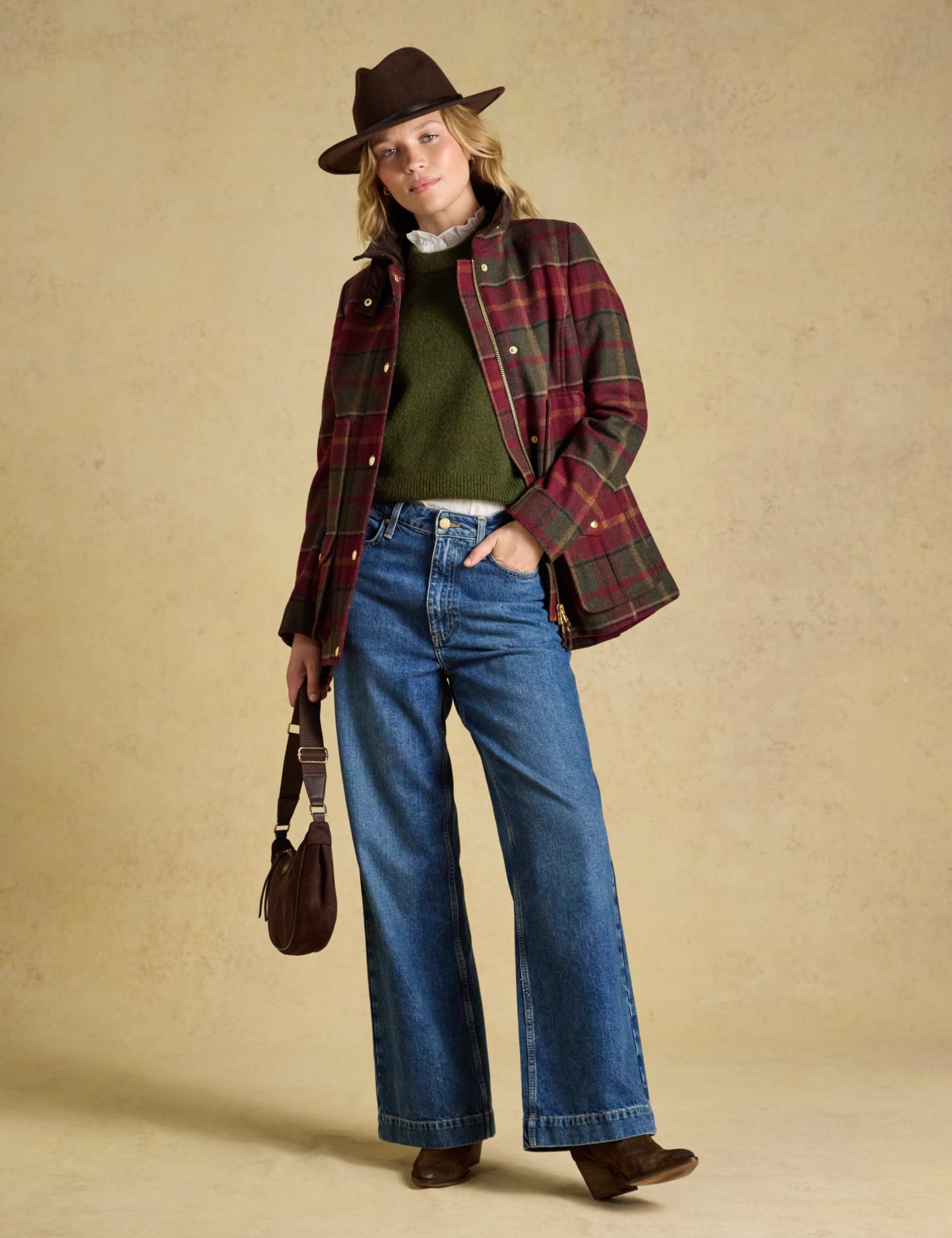 Wool Blend Tweed Checked Field Coat 4 of 10