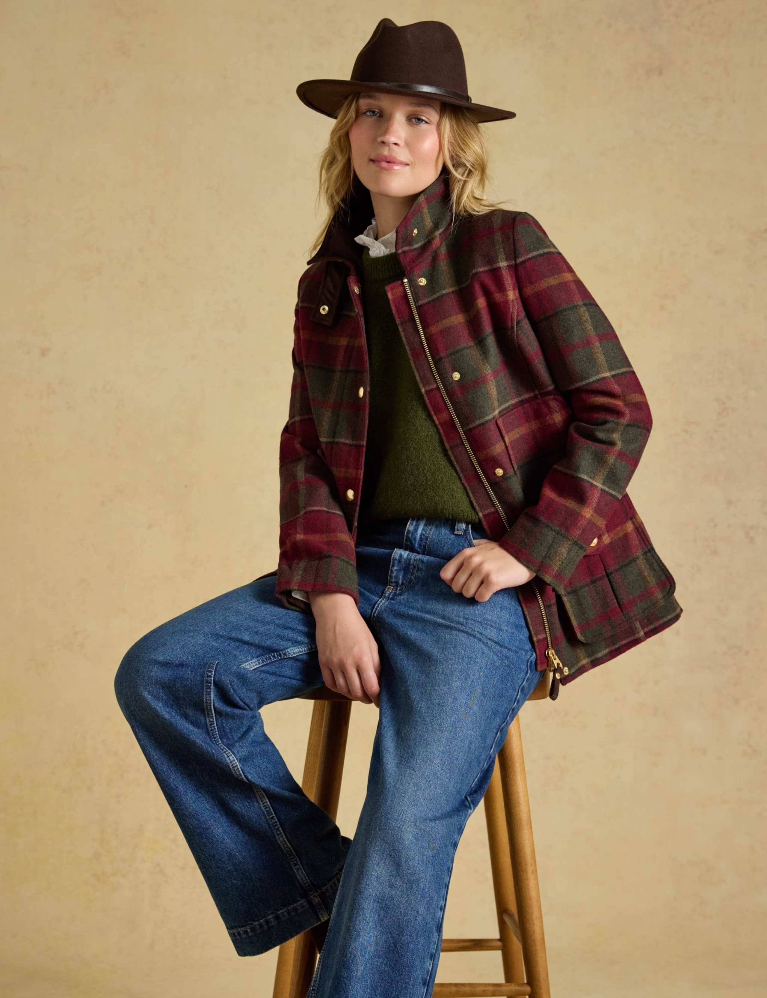 Wool Blend Tweed Checked Field Coat 6 of 10