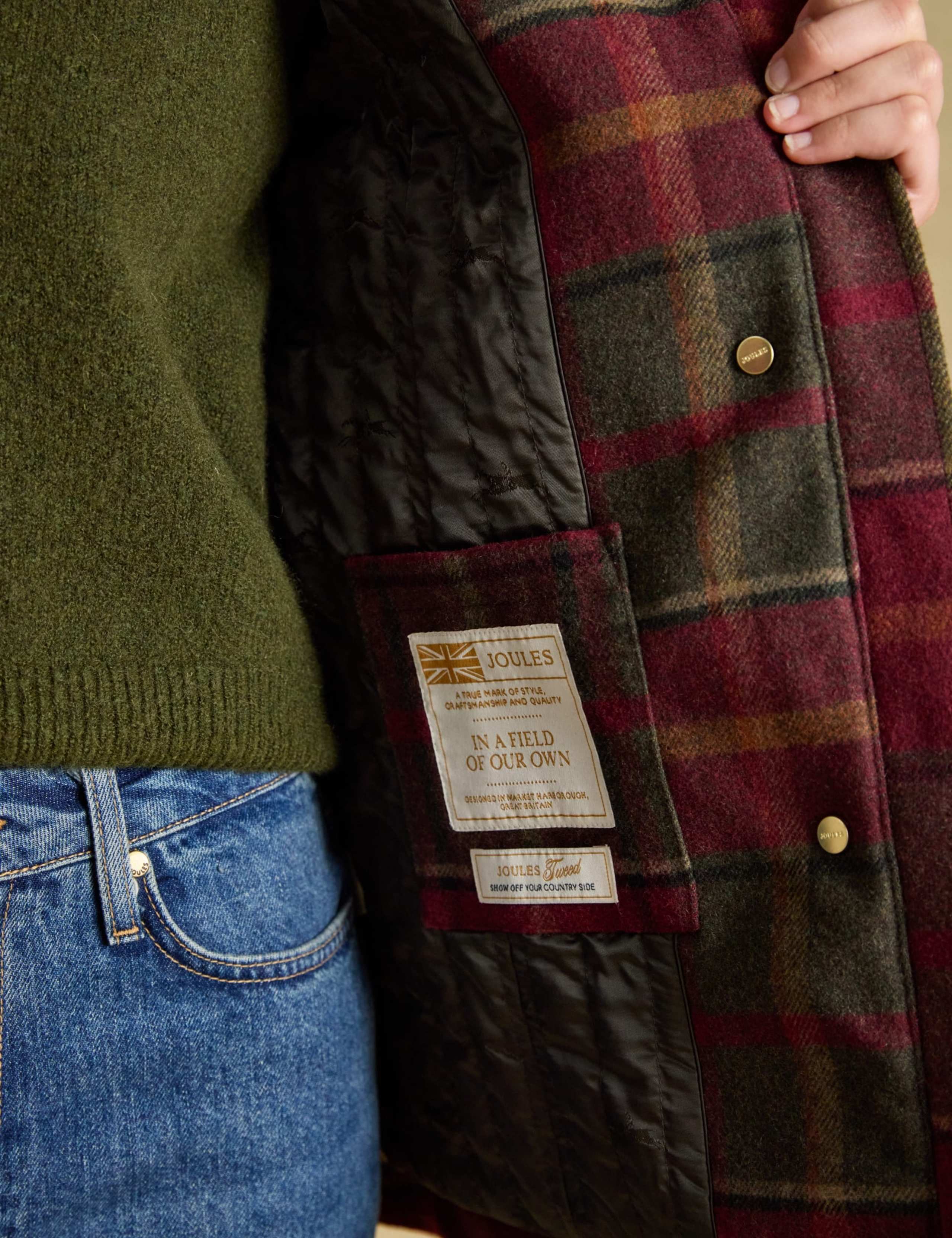 Wool Blend Tweed Checked Field Coat 8 of 10