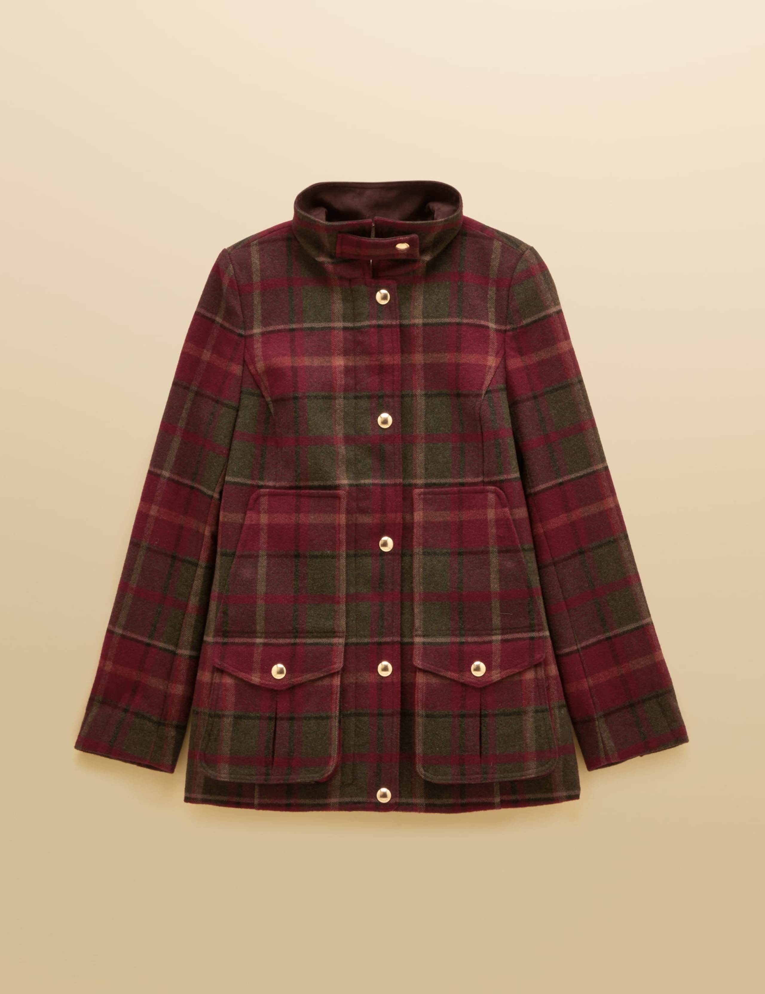 Wool Blend Tweed Checked Field Coat 10 of 10