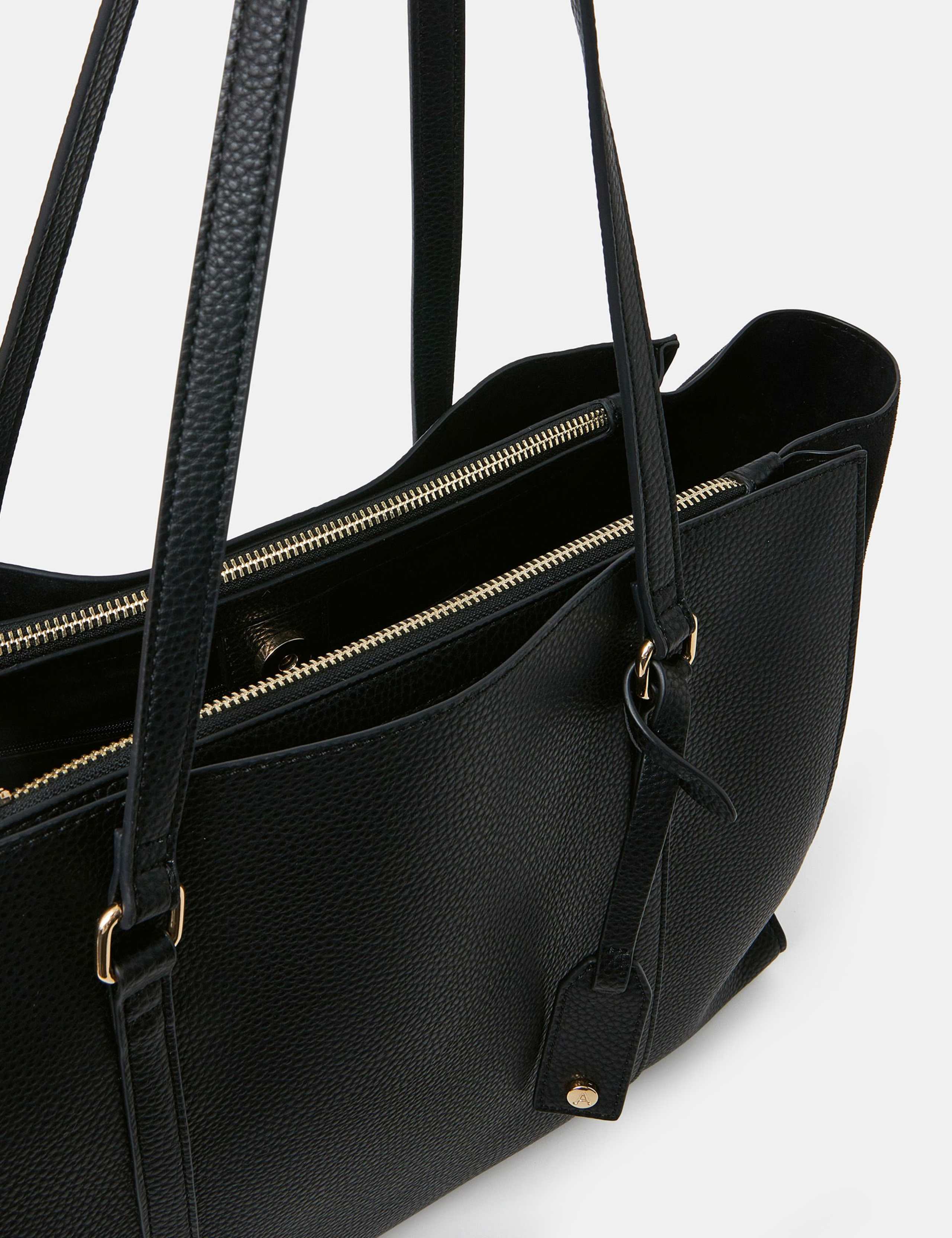 Faux Leather Double Compartment Tote Bag 3 of 4