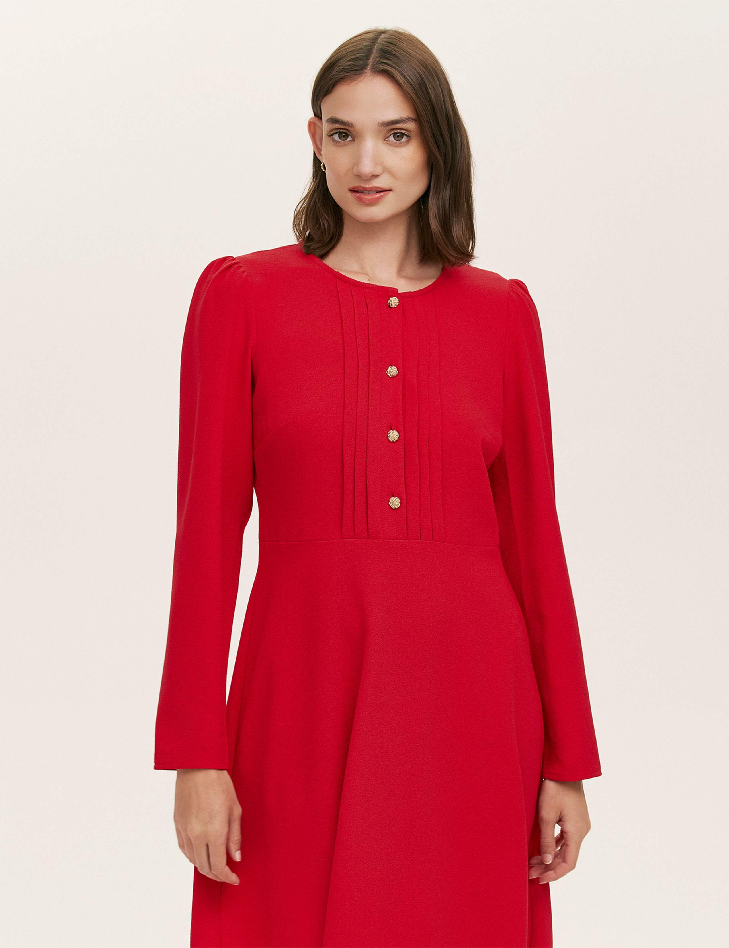 Button Detail Skater Dress 2 of 4