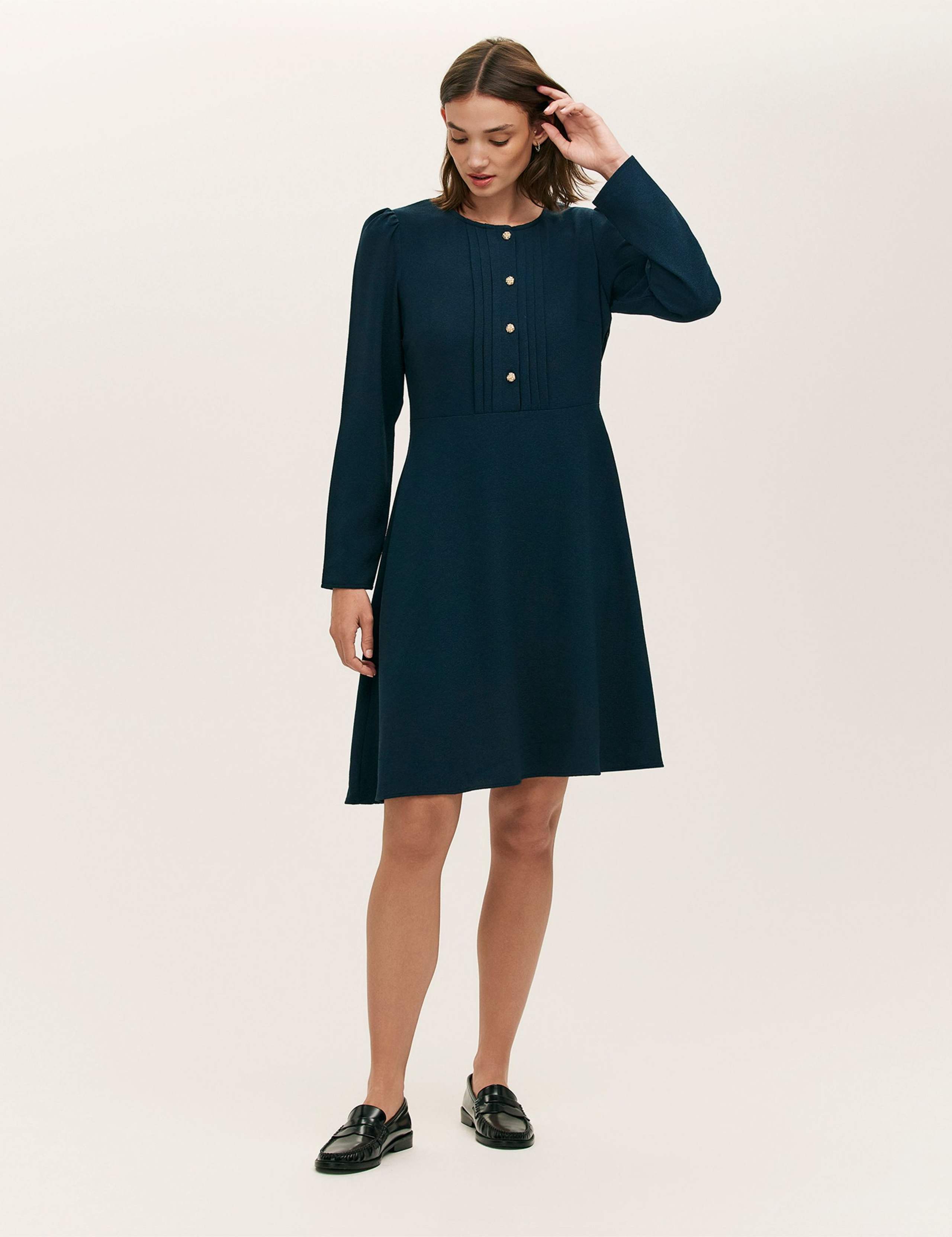 Button Detail Skater Dress 4 of 5