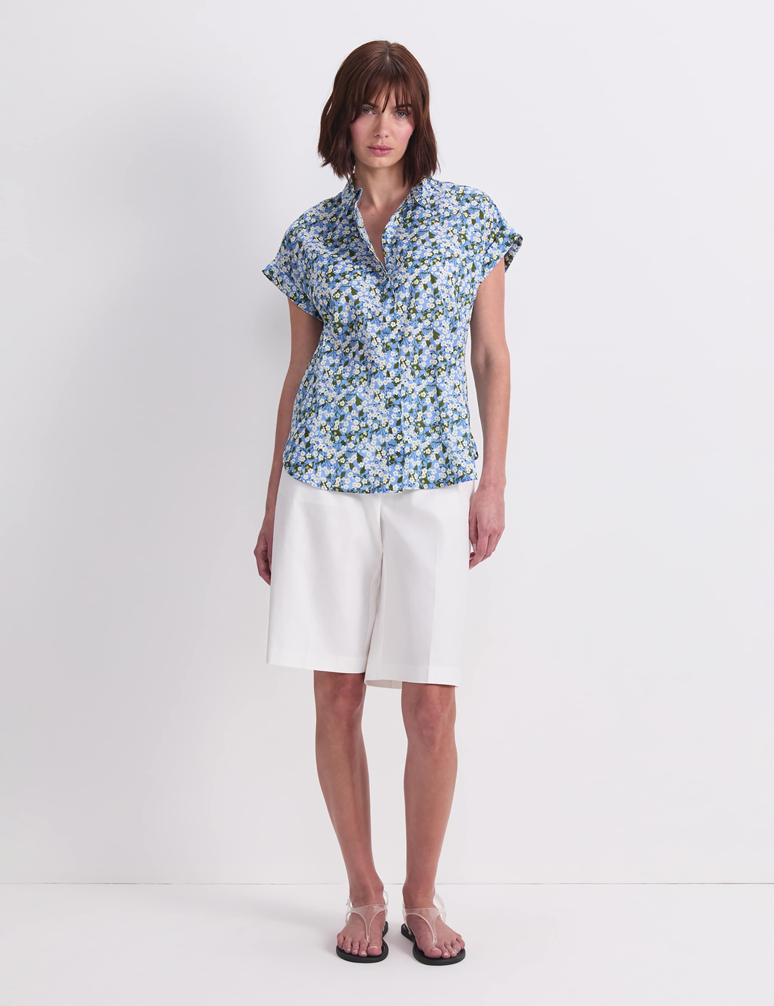 Pure Cotton Floral Collared Shirt 2 of 7
