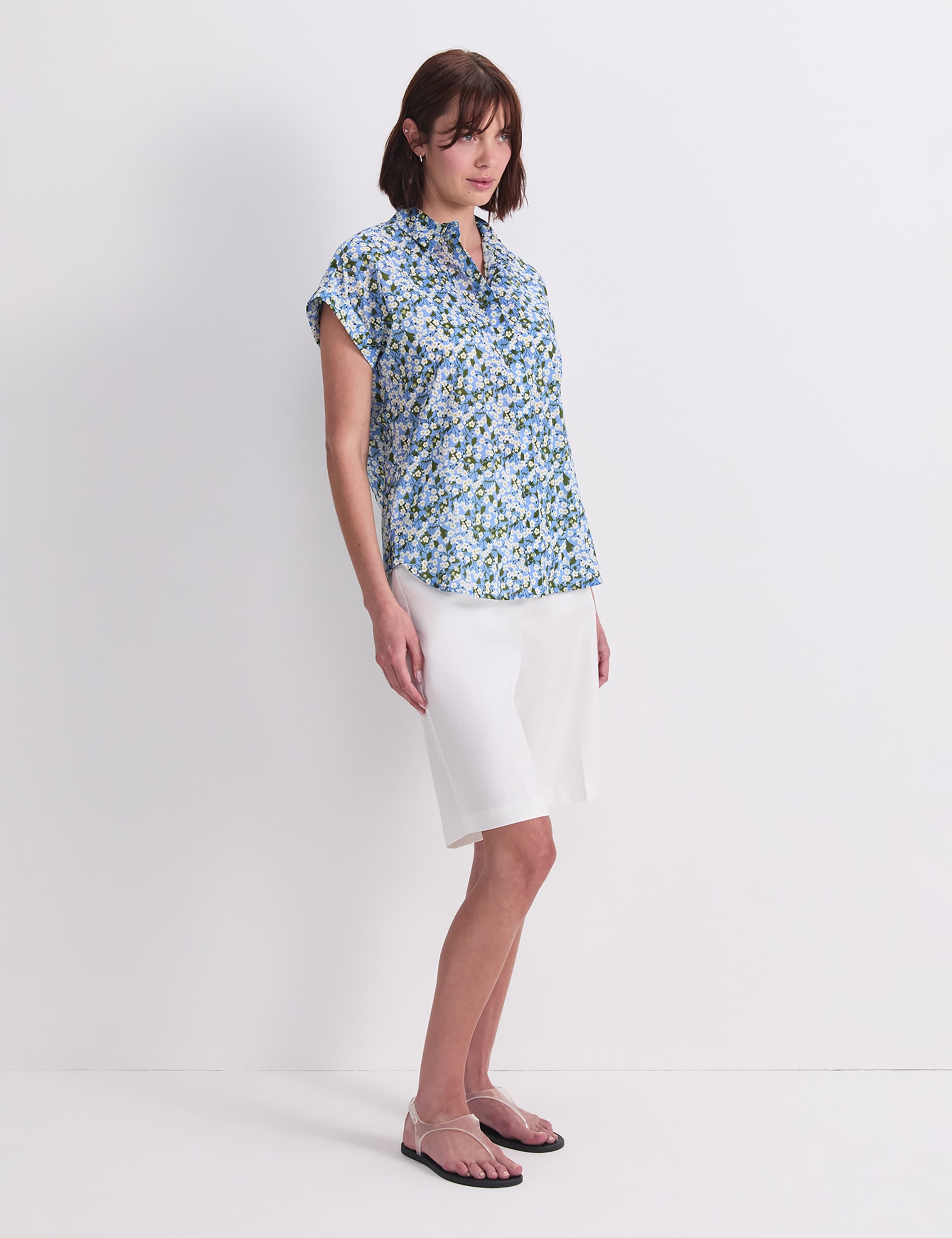 Pure Cotton Floral Collared Shirt 3 of 7
