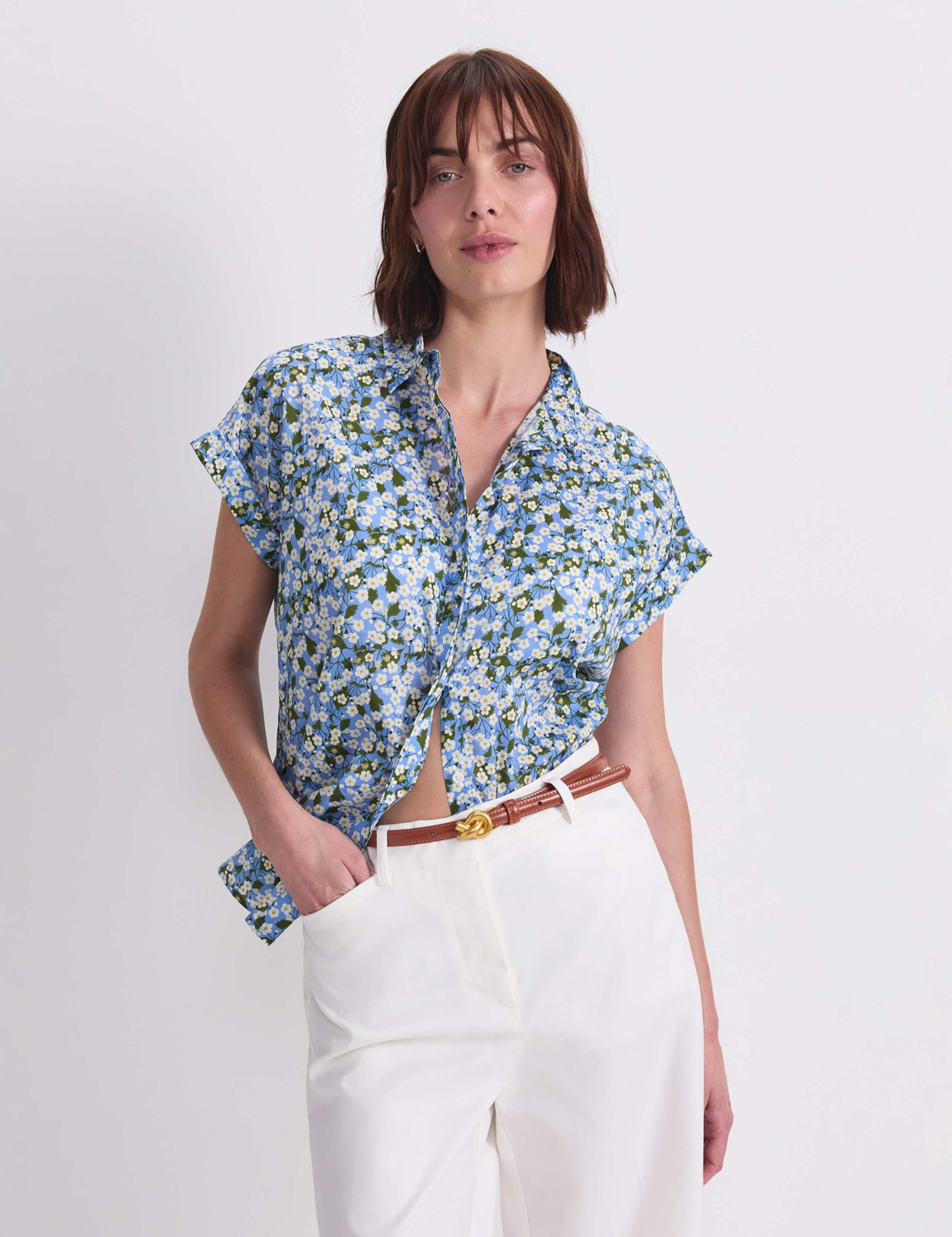 Pure Cotton Floral Collared Shirt 5 of 7