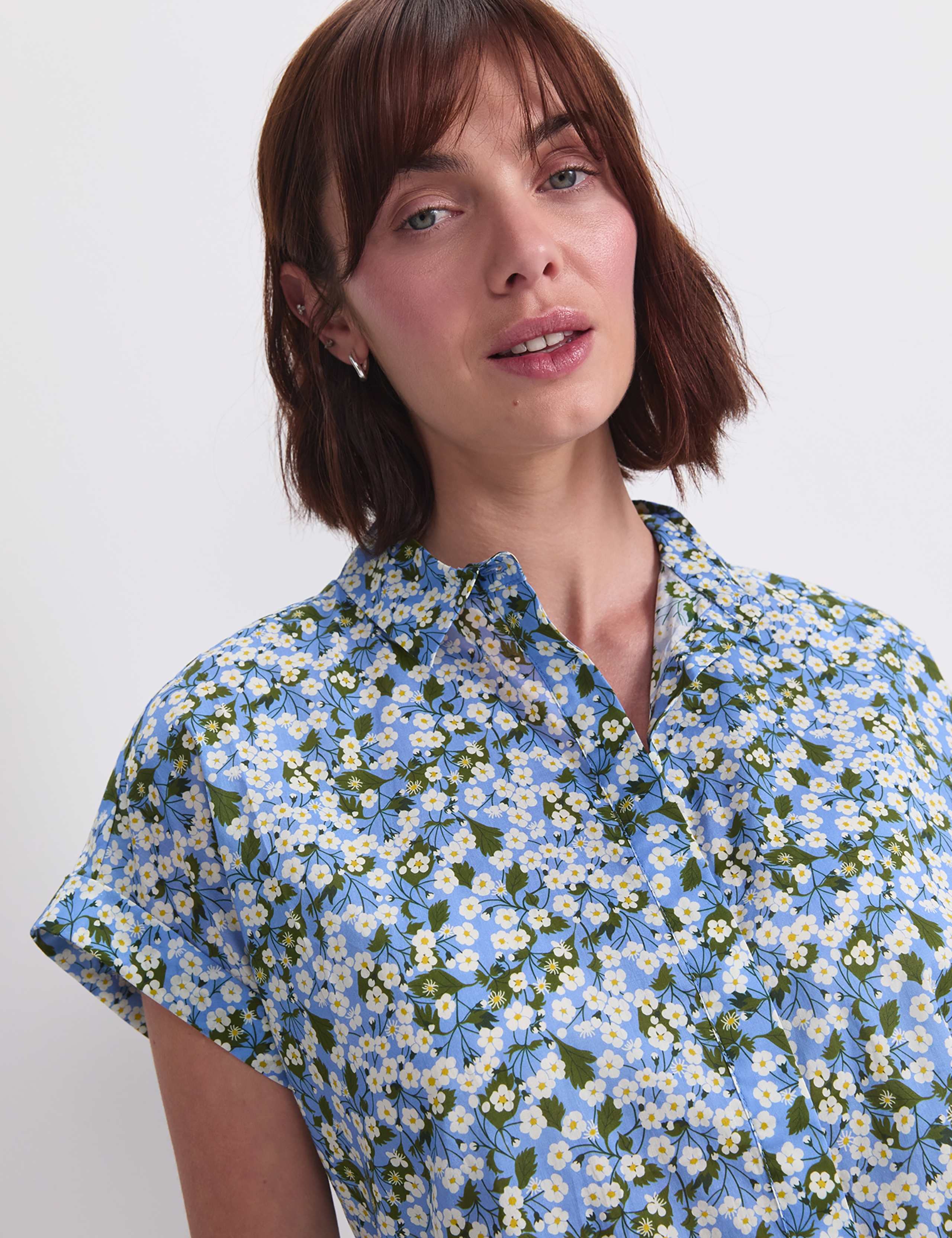 Pure Cotton Floral Collared Shirt 6 of 7