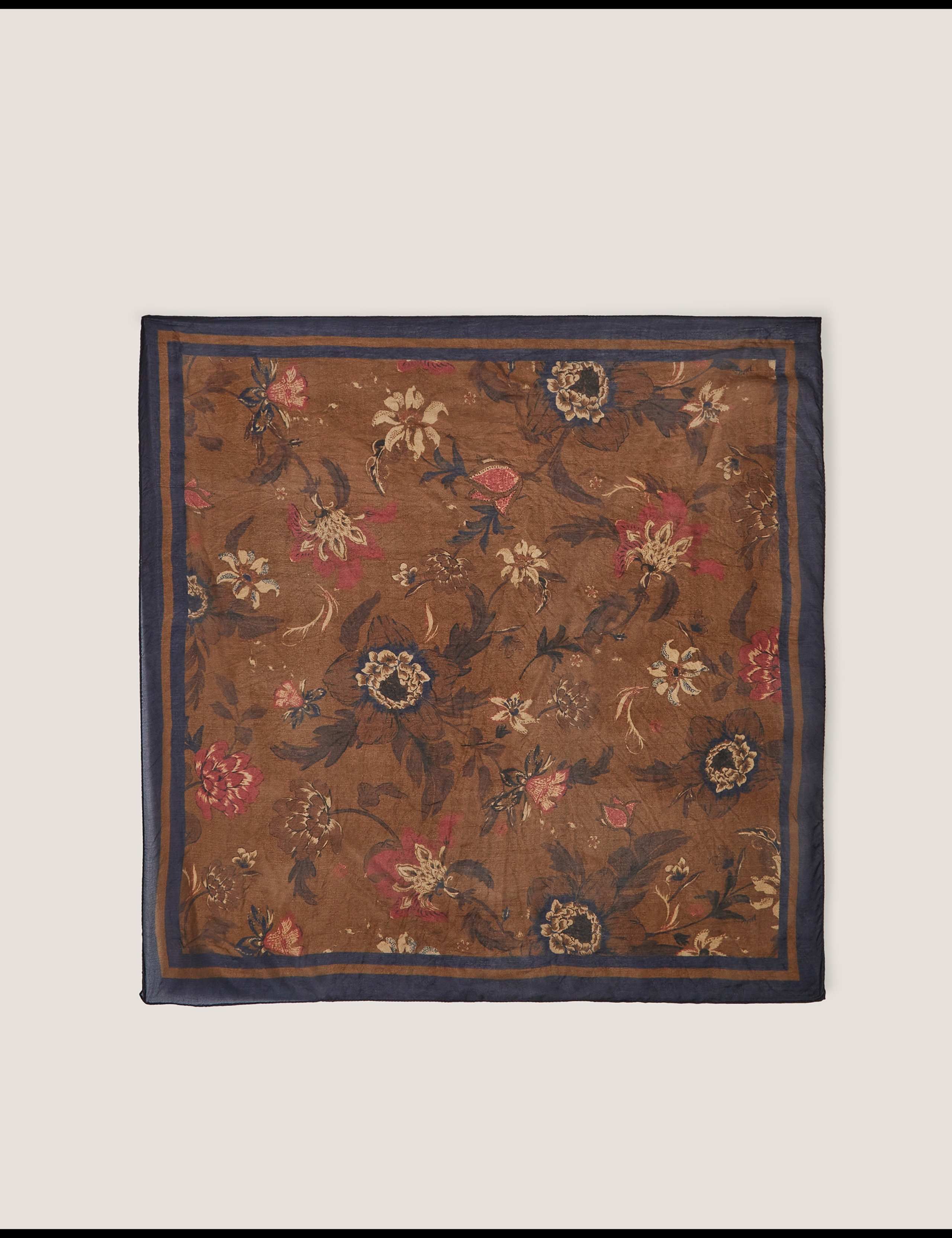 Pure Silk Floral Square Scarf 1 of 2