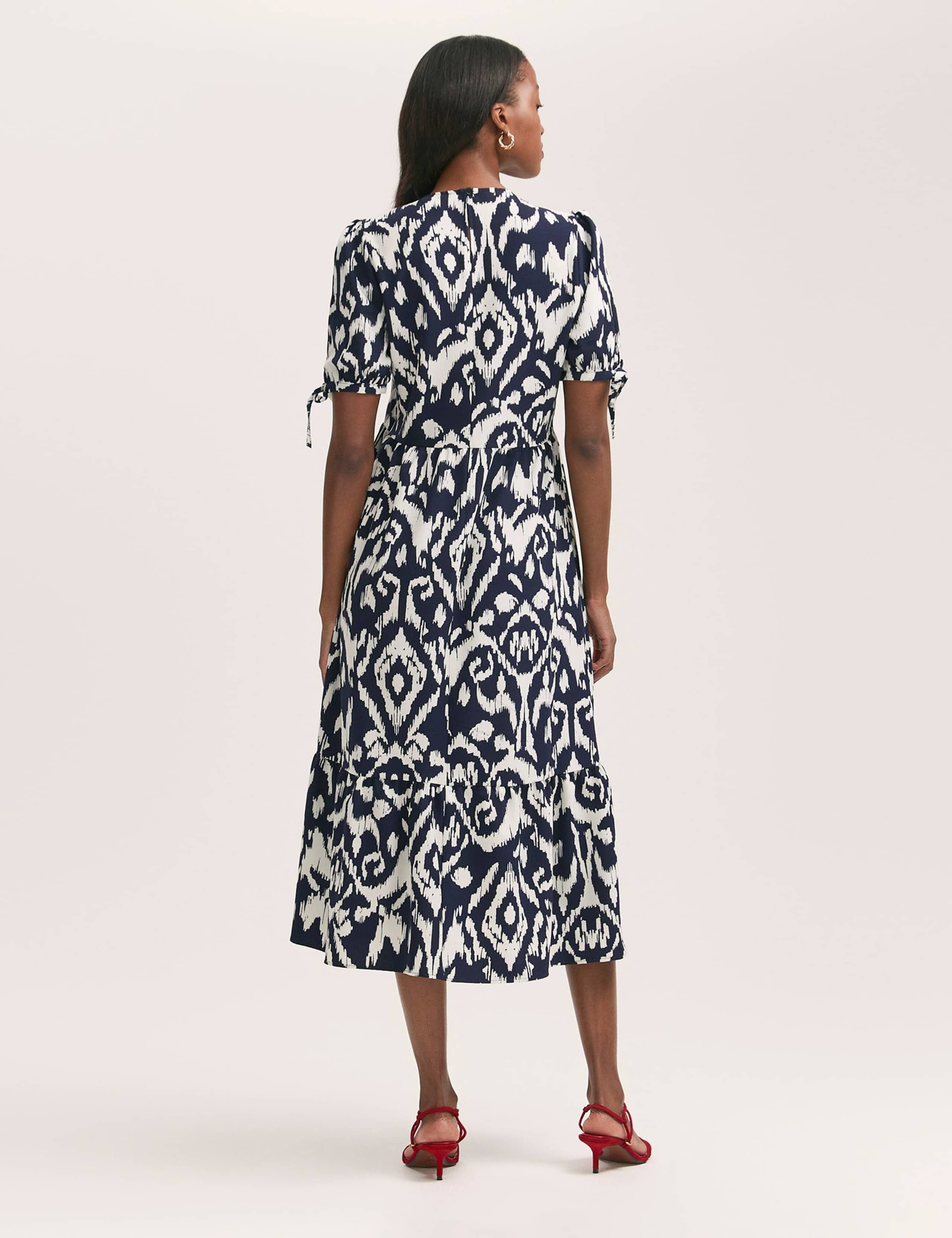 Crepe Printed Midi Tiered Tea Dress 2 of 4