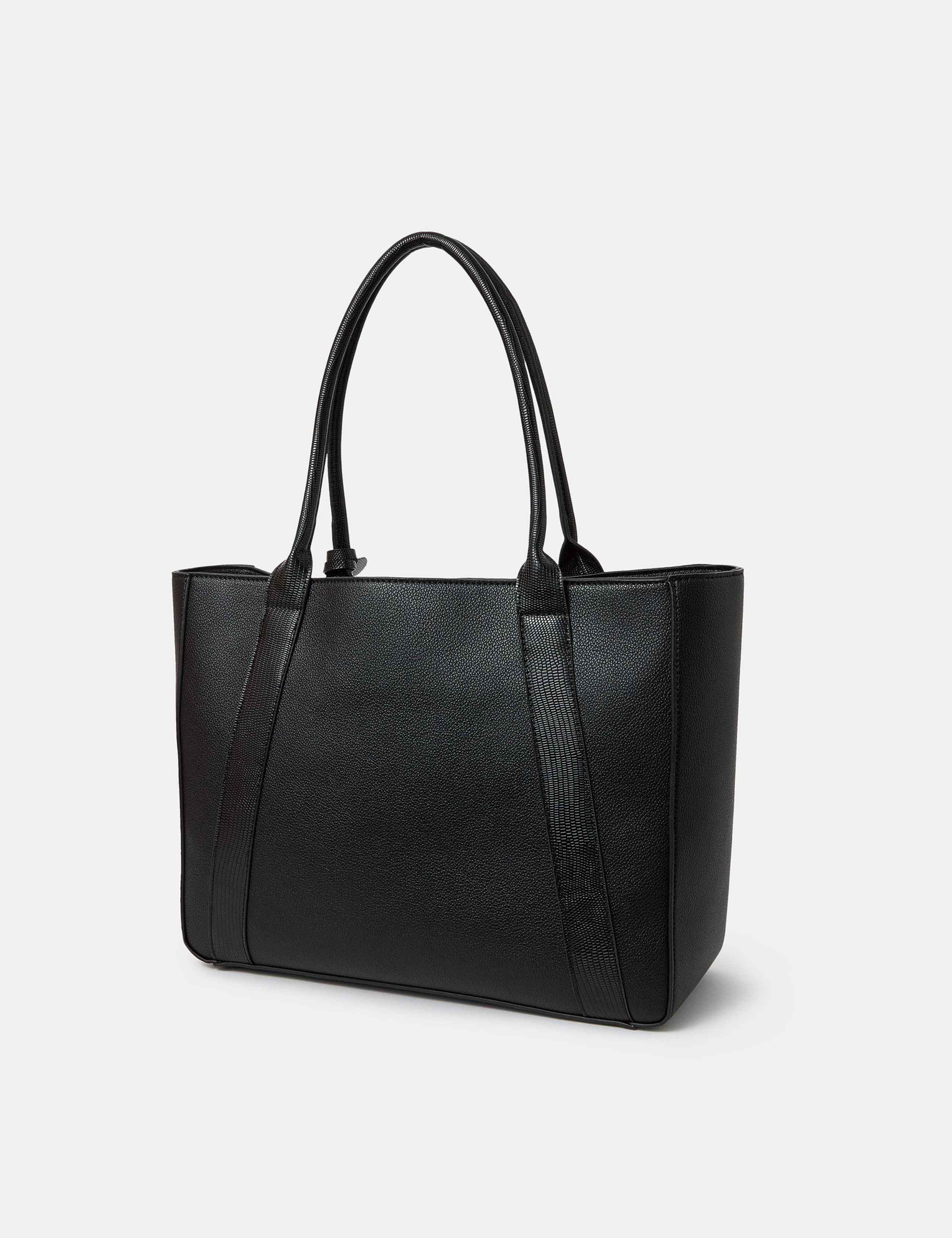 Faux Leather Contrast Handle Laptop Tote Bag 2 of 4
