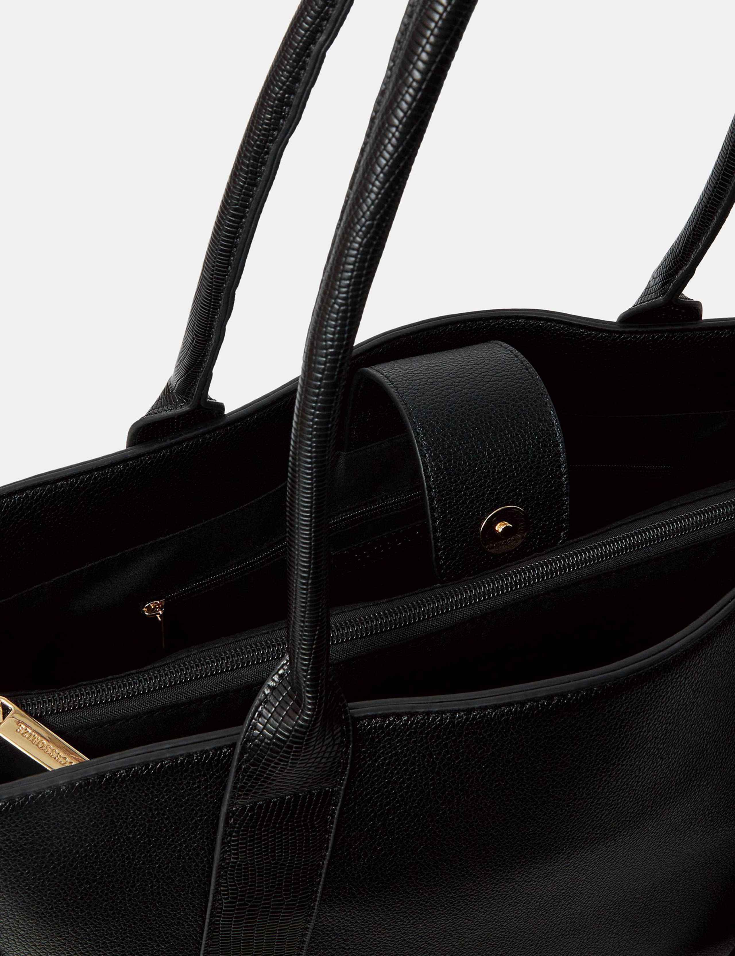 Faux Leather Contrast Handle Laptop Tote Bag 3 of 4