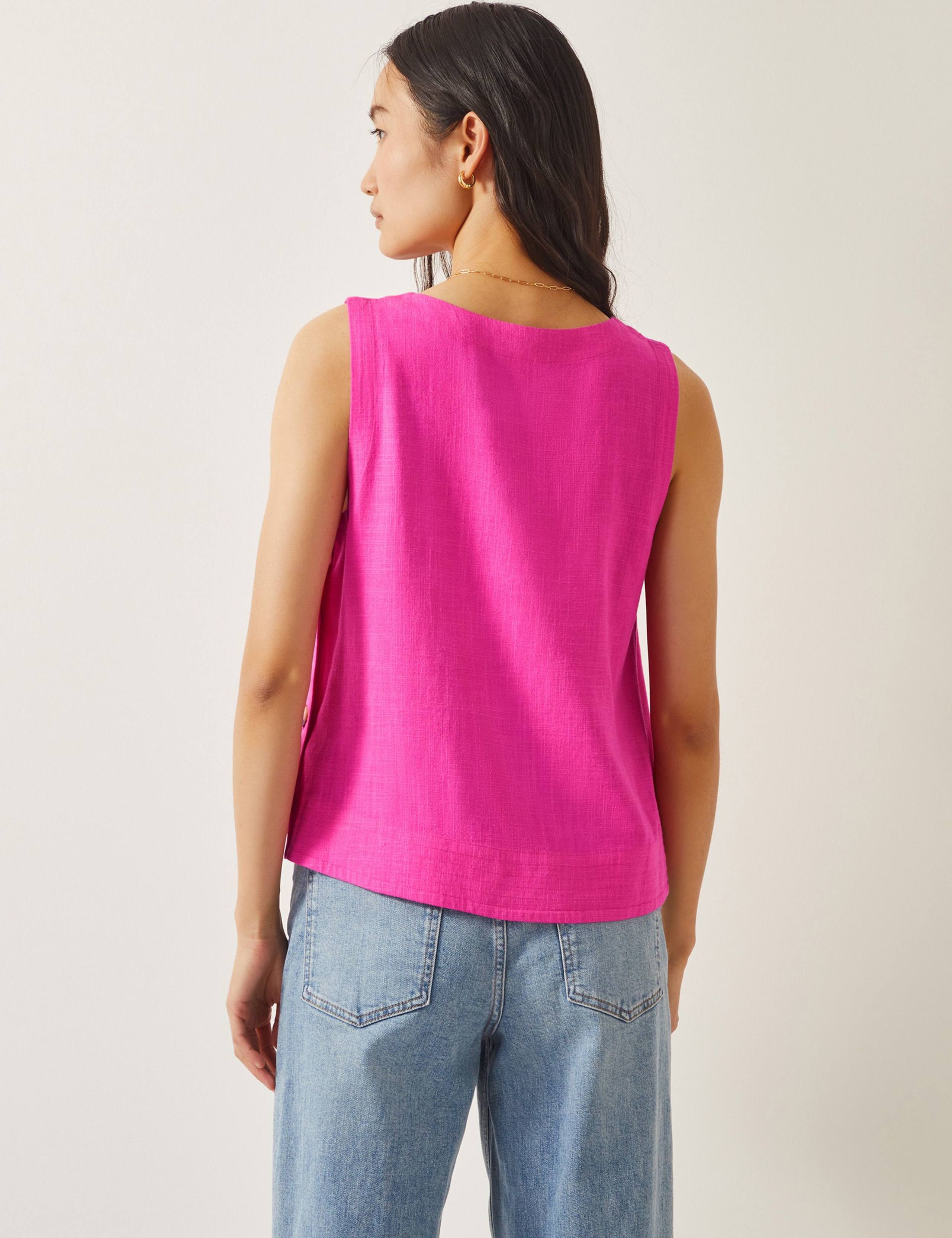 Button Detail Tank Top with Linen 2 of 4