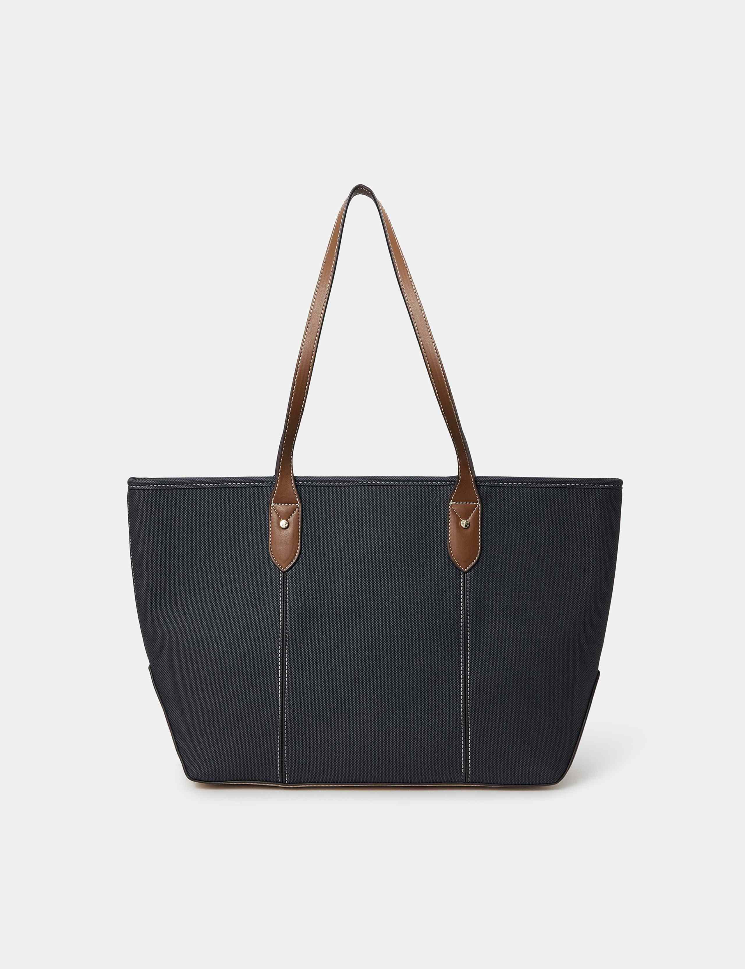 Textured Contrast Colour Zip Top Tote Bag 1 of 4