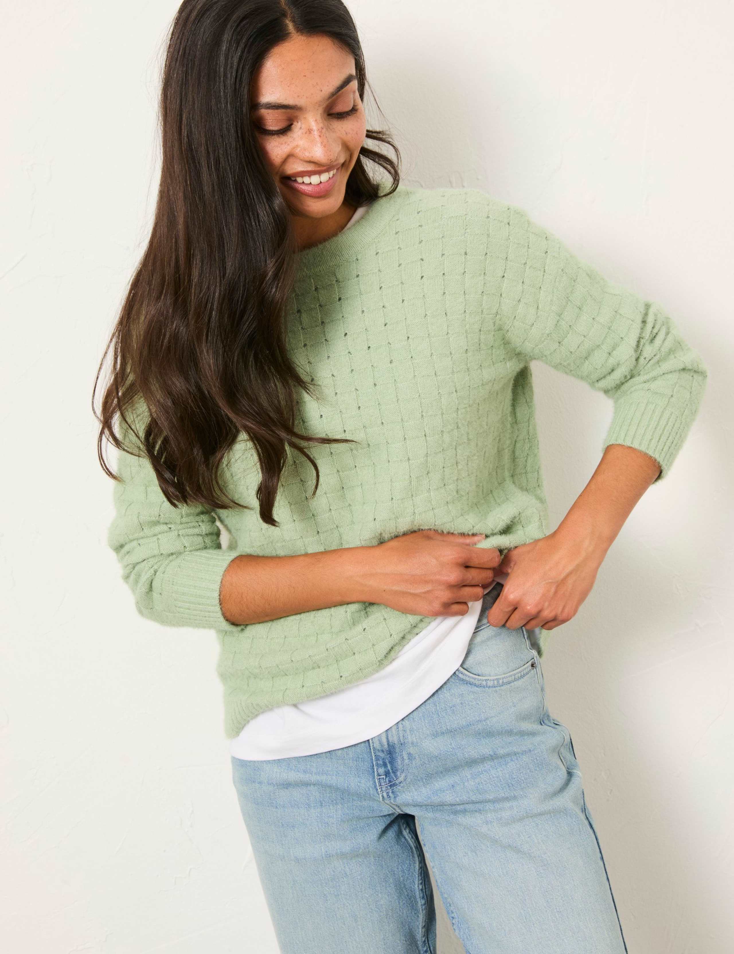 Cotton Rich Textured Crew Neck Jumper 3 of 6