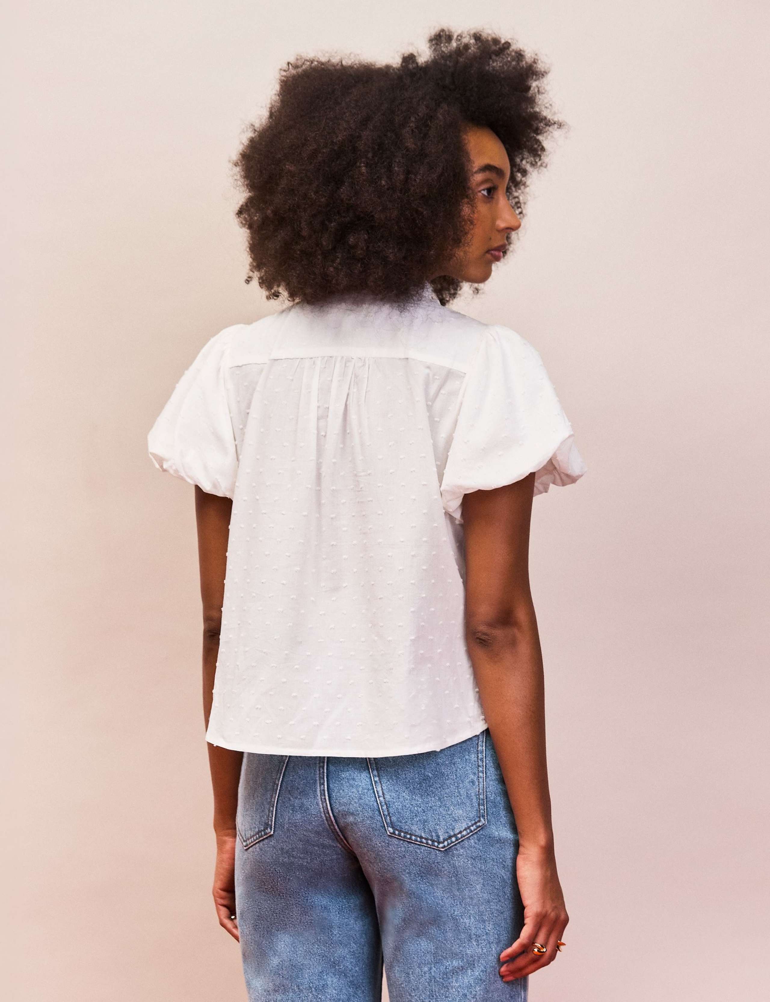 Pure Cotton Textured Puff Sleeve Shirt 3 of 4