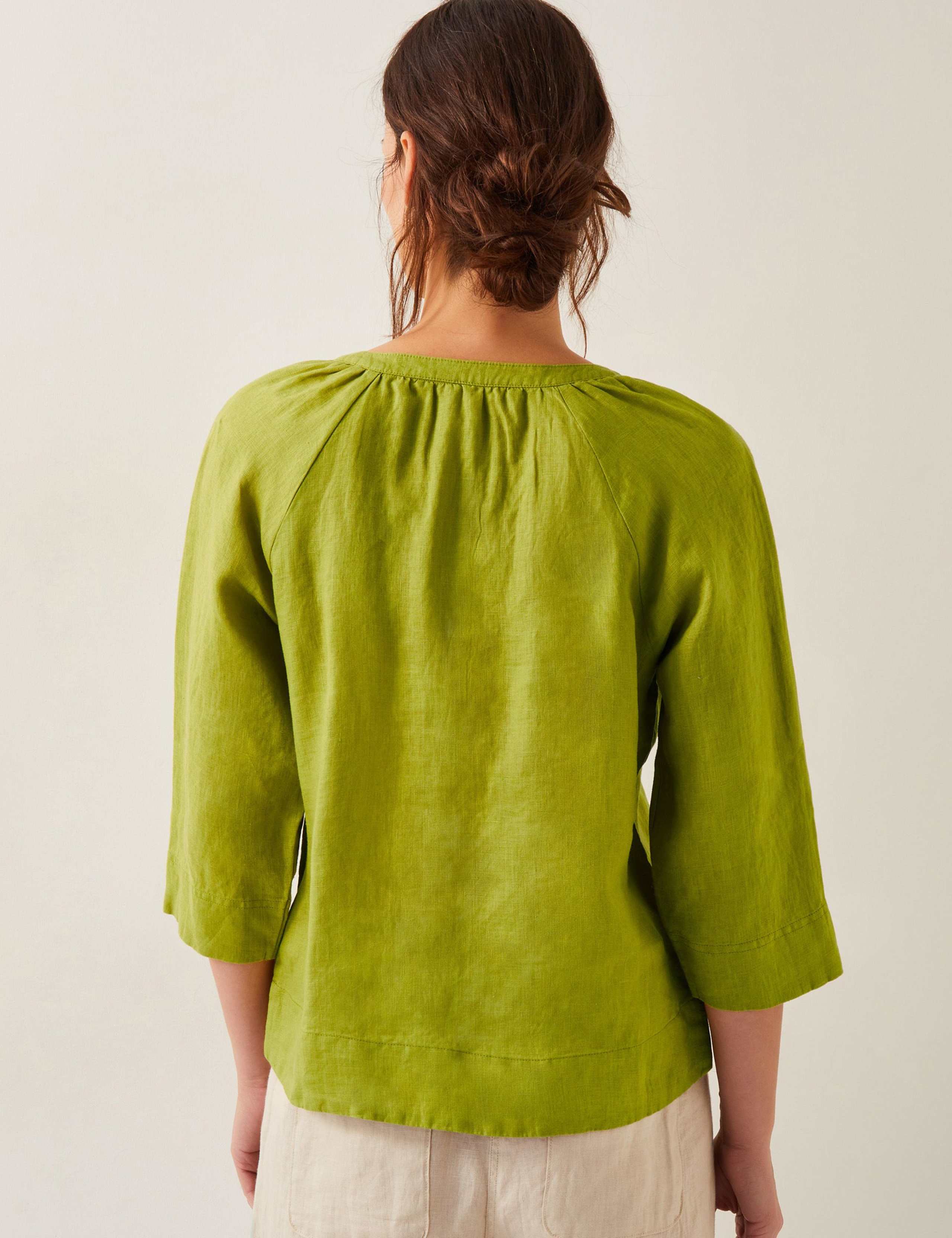 Pure Linen Bib Detail Blouse 4 of 4