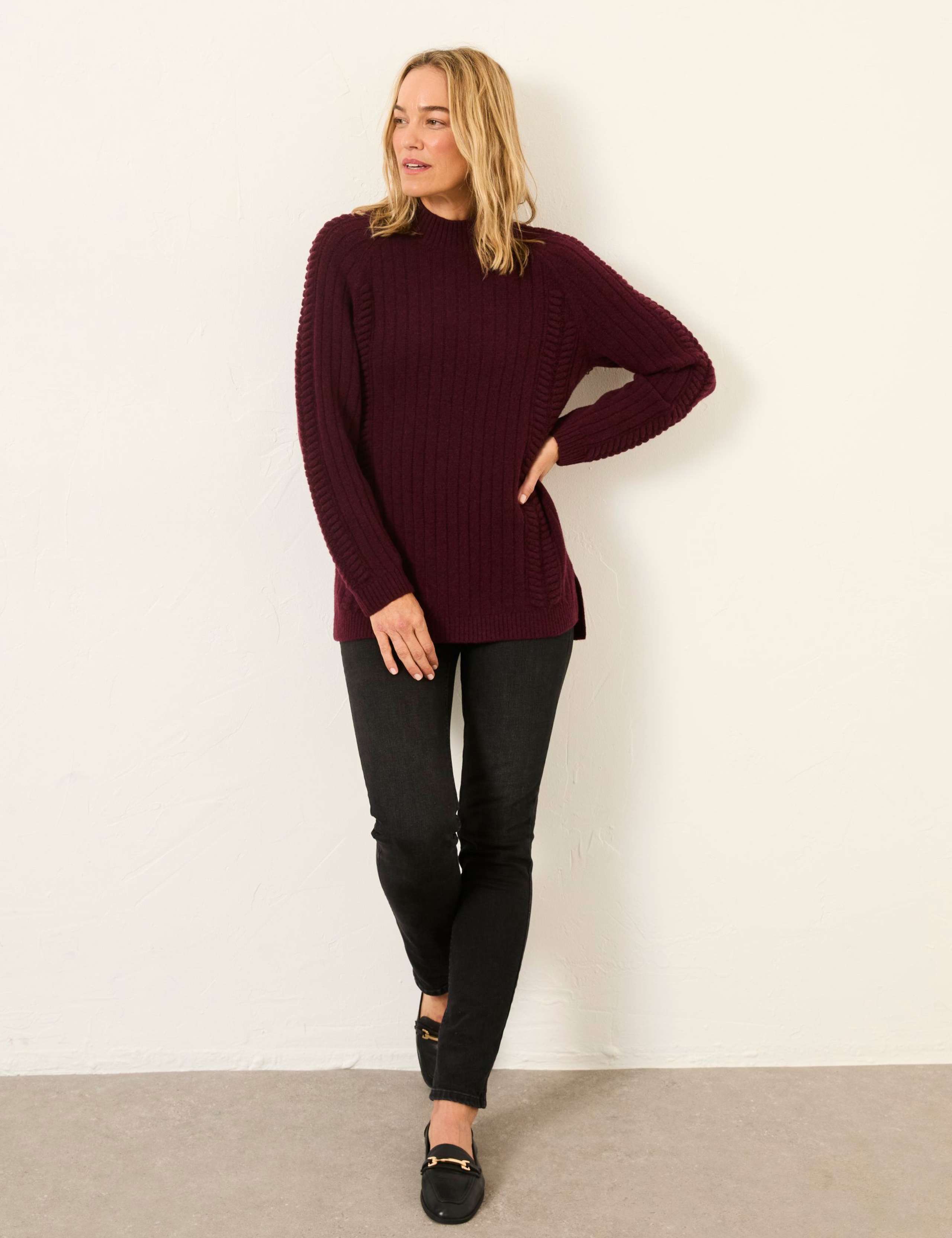 Wool Blend Ribbed Crew Neck Jumper 1 of 6