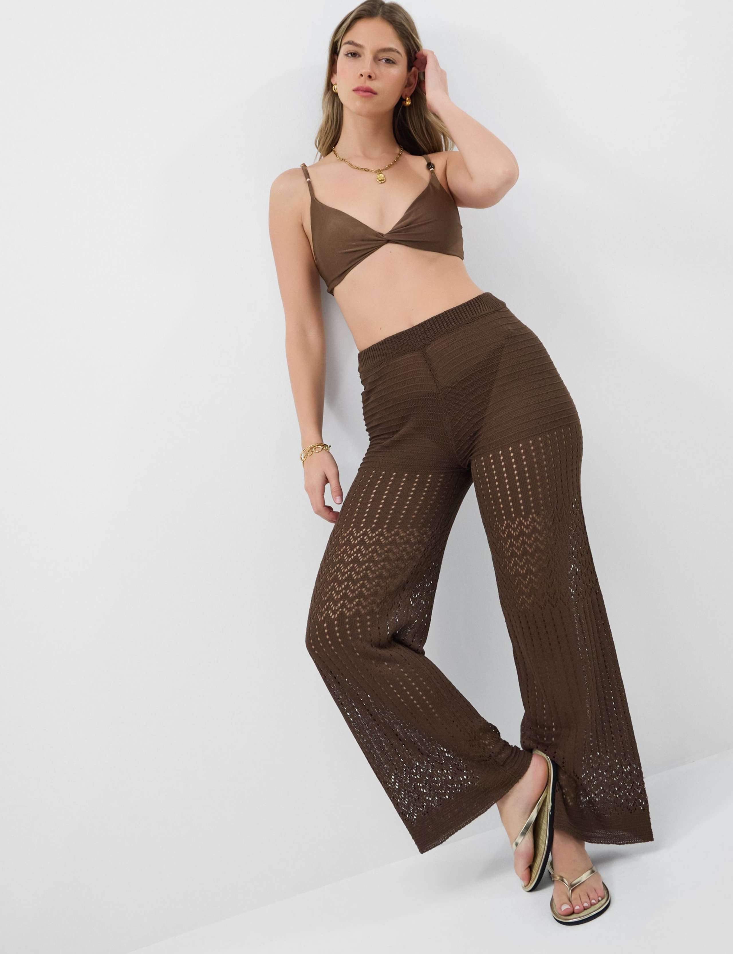 Wide Leg Knitted Trousers 1 of 5