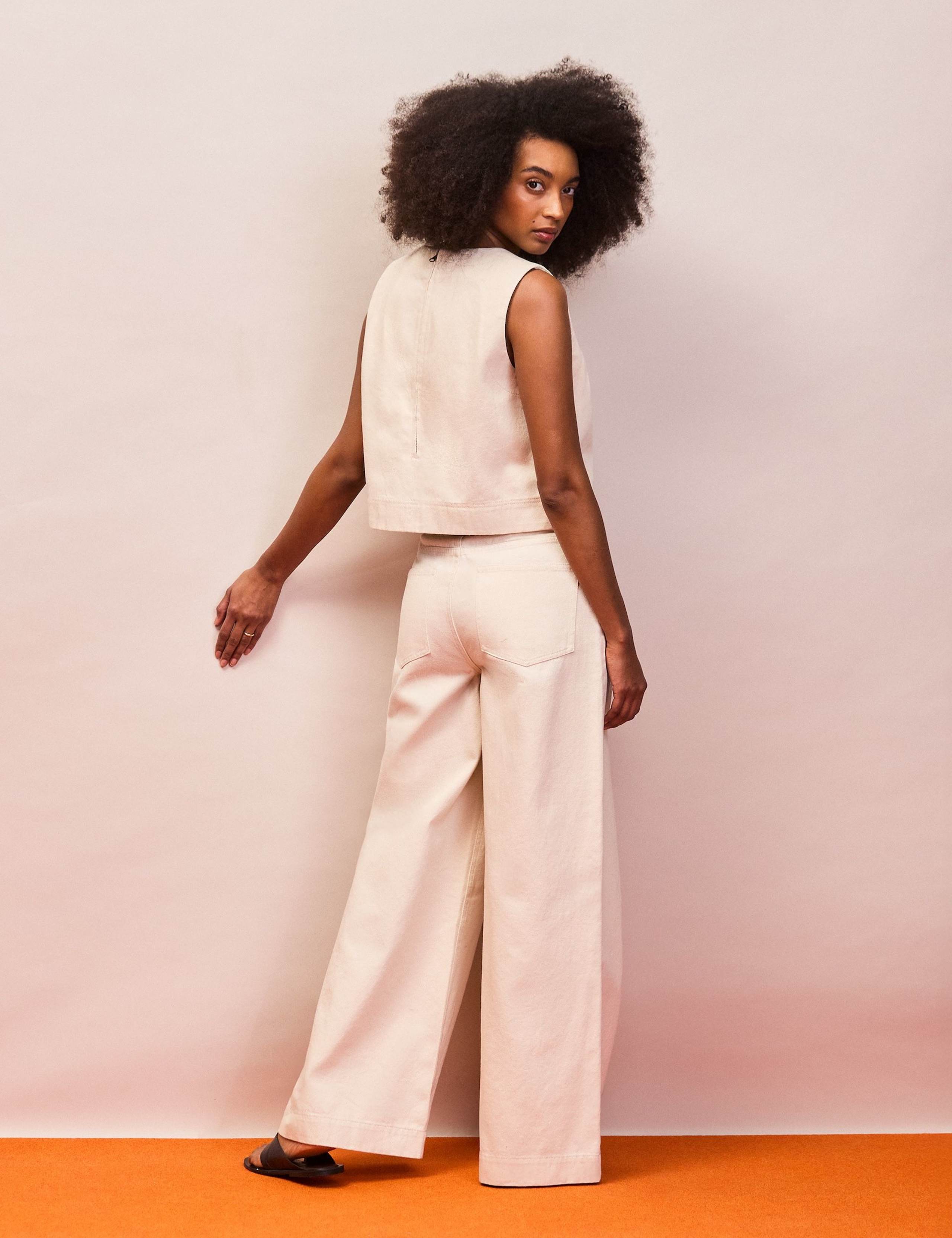 Pure Cotton Twill Wide Leg Jeans 3 of 4