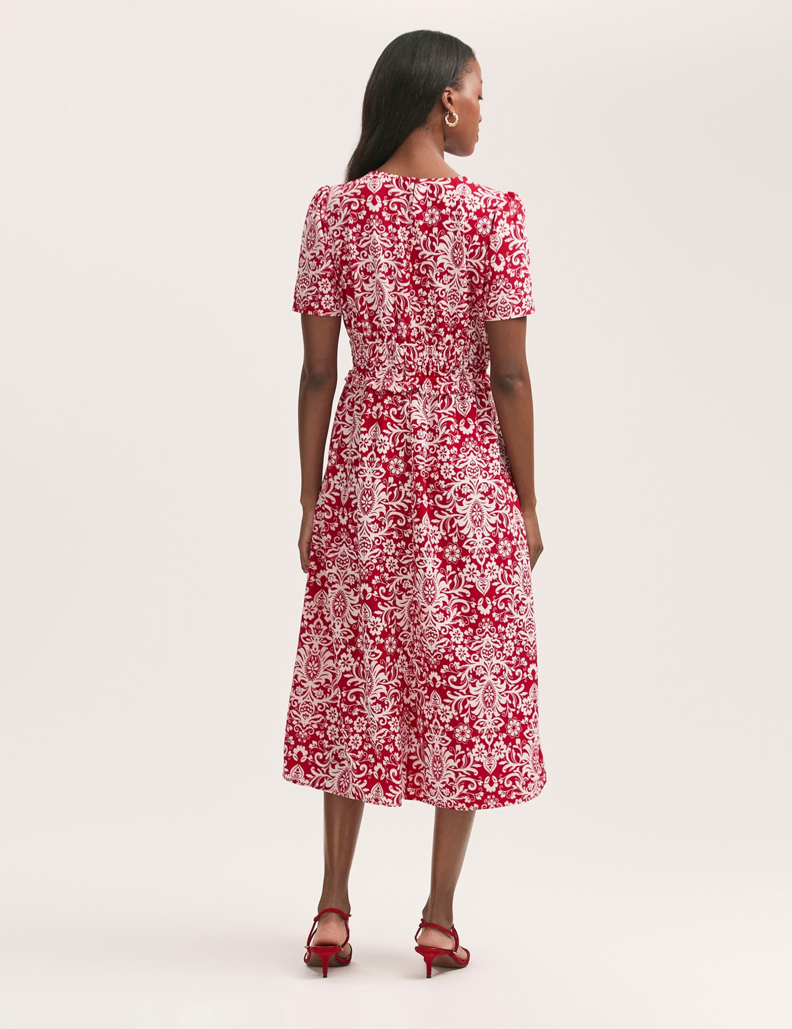 Crepe Printed Midi Tea Dress 2 of 4