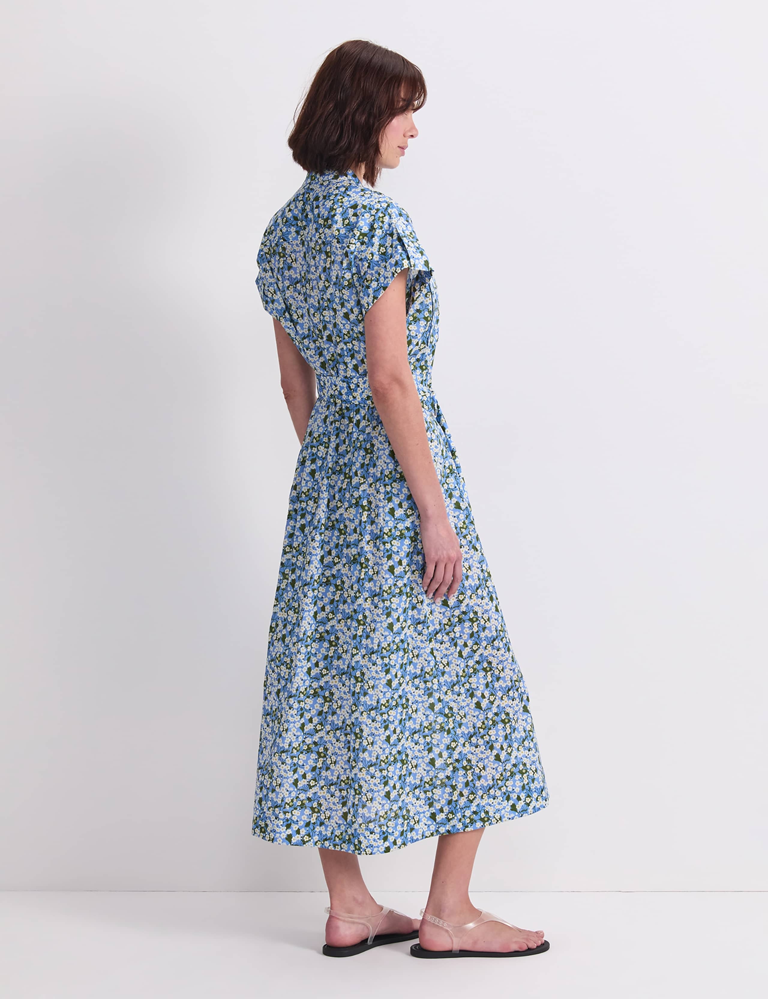 Pure Cotton Floral Midi Shirt Dress 5 of 8