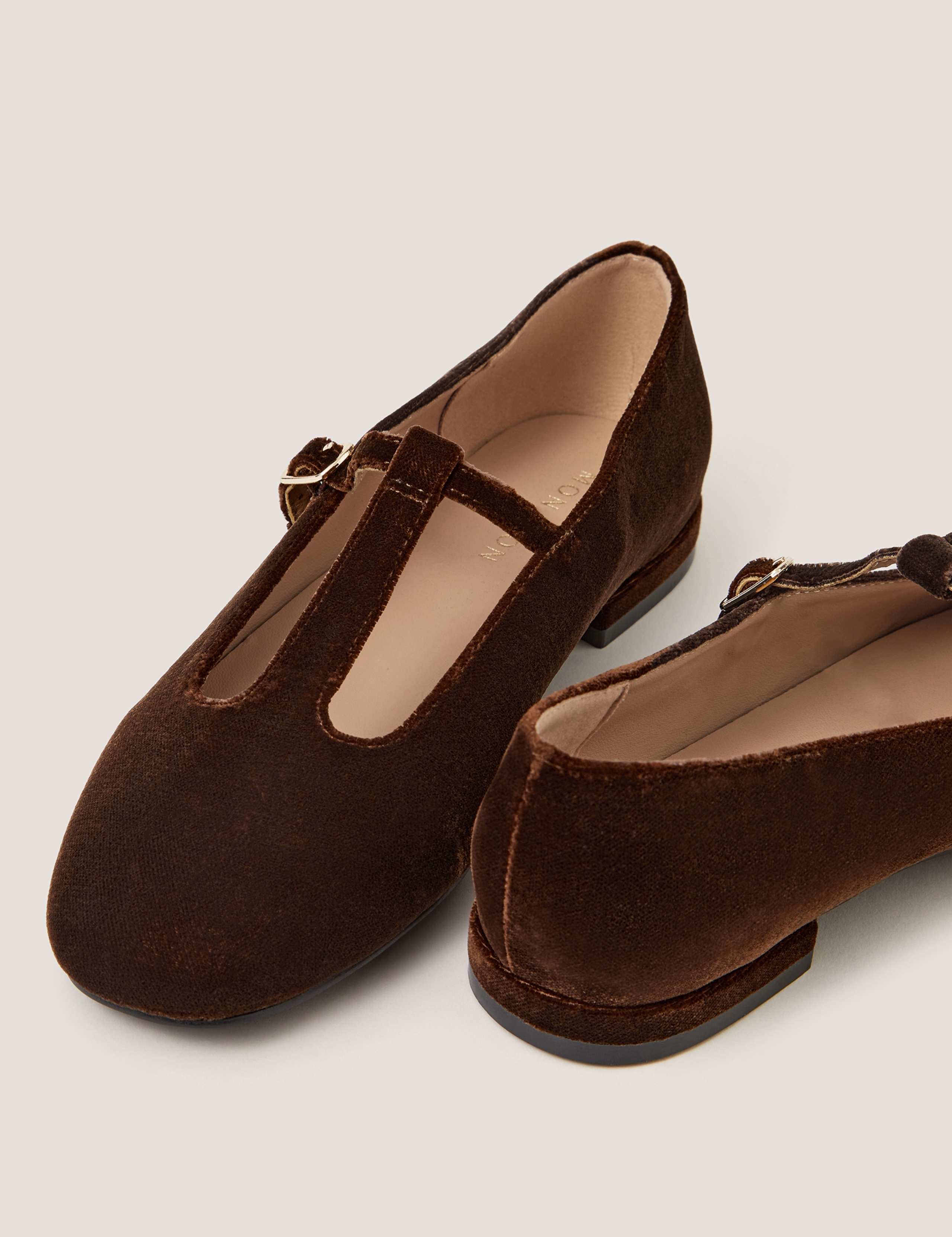 Velvet T-Bar Flat Ballet Pumps 3 of 3