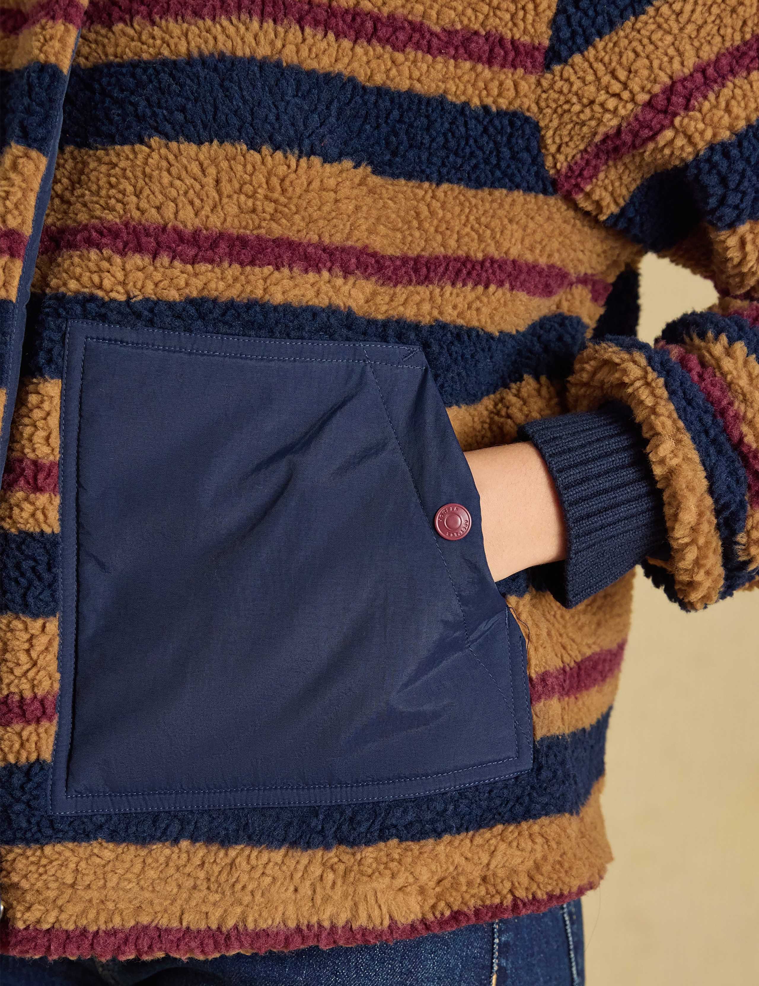 Borg Striped Funnel Neck Jacket 2 of 9