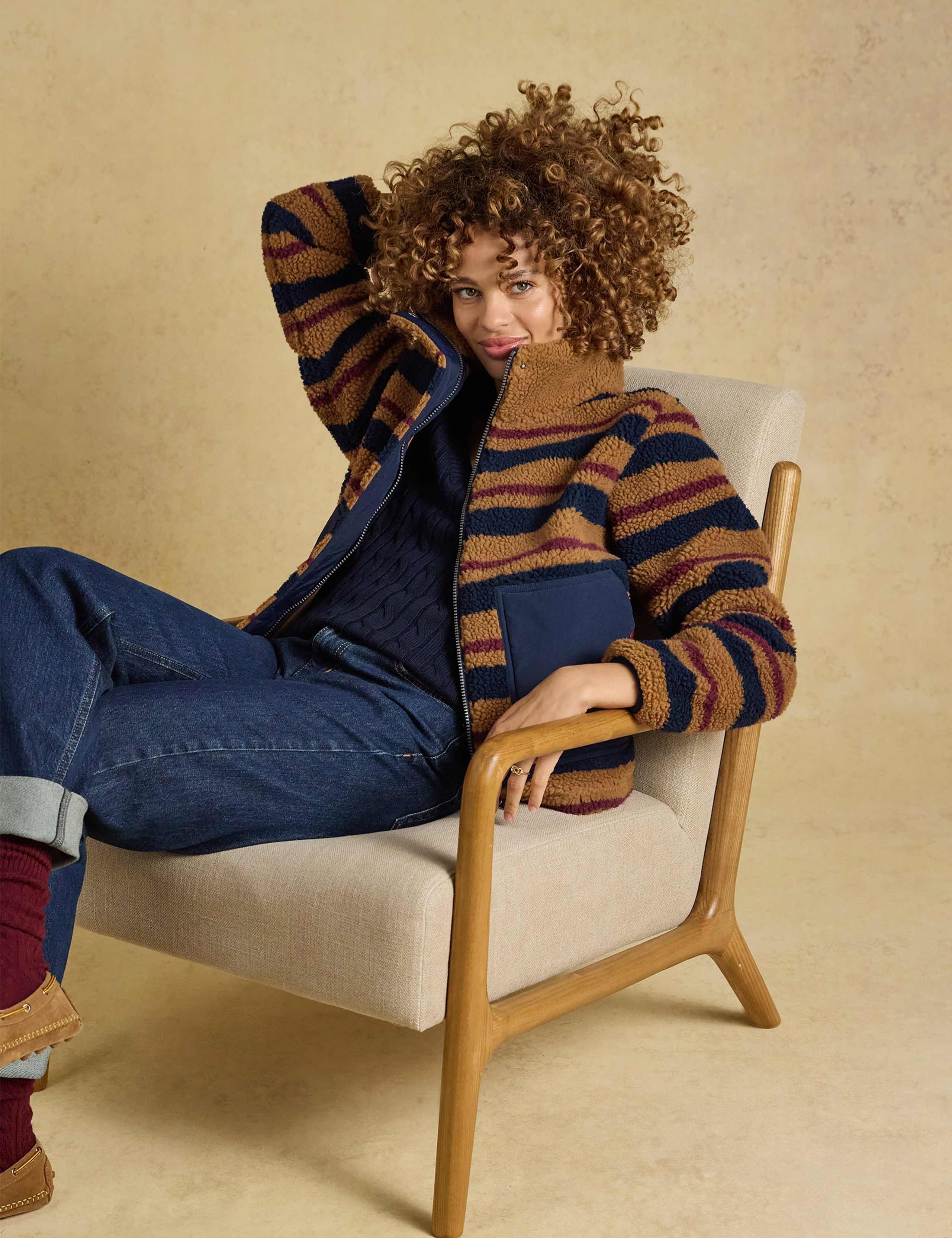 Borg Striped Funnel Neck Jacket 3 of 9