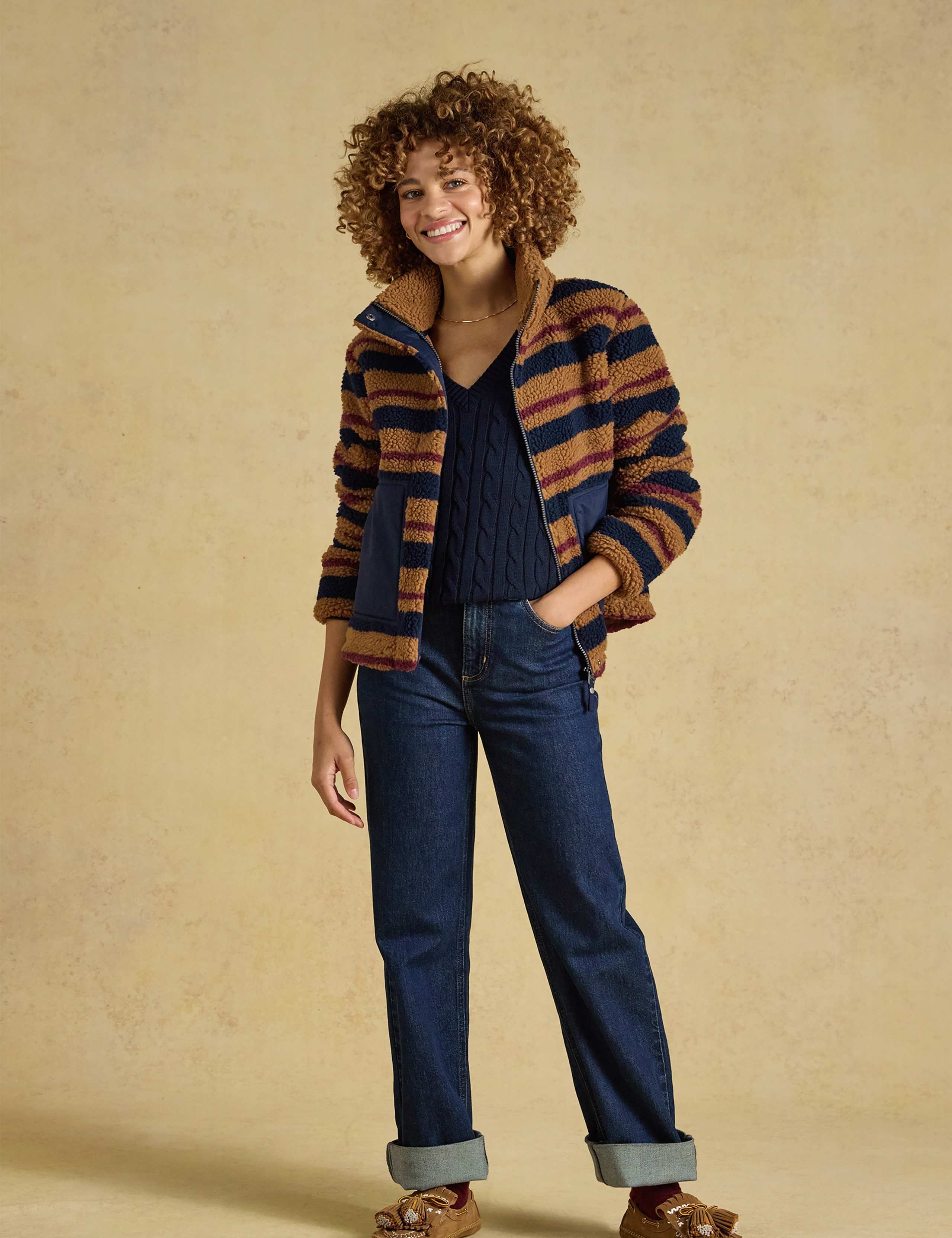 Borg Striped Funnel Neck Jacket 4 of 9
