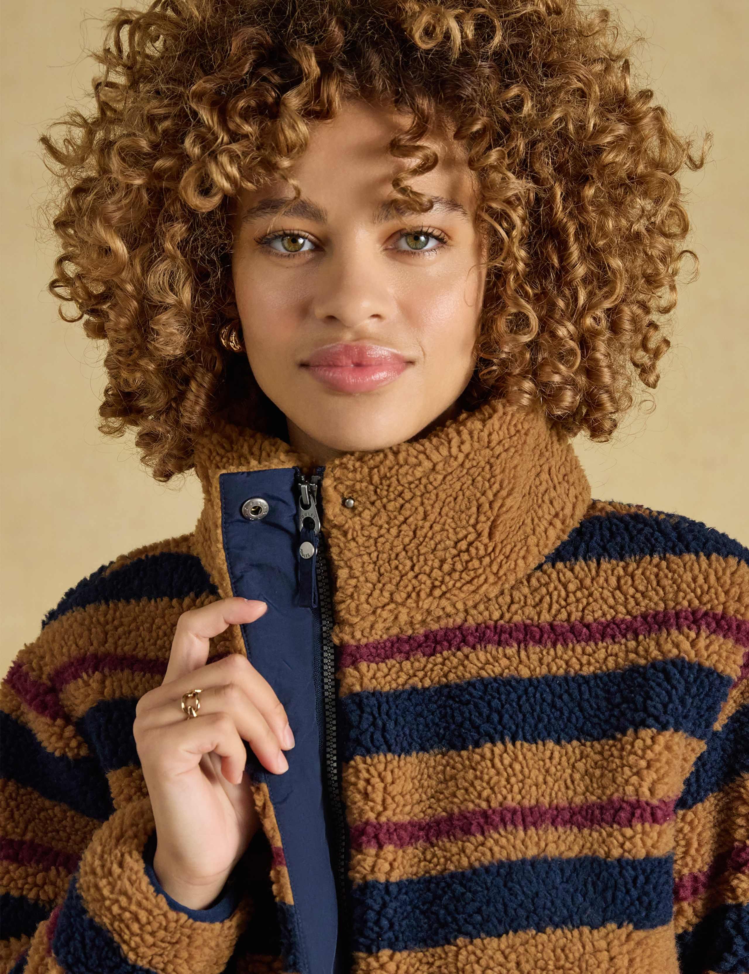 Borg Striped Funnel Neck Jacket 8 of 9