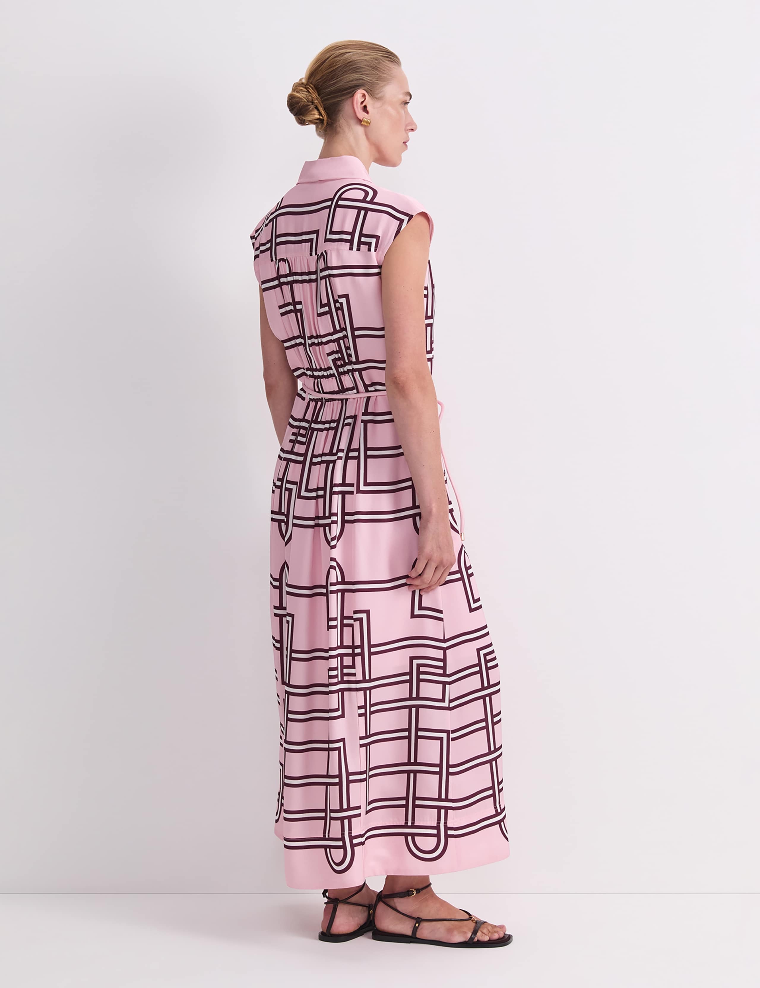 Printed Tie Waist Maxi Shirt Dress 5 of 7