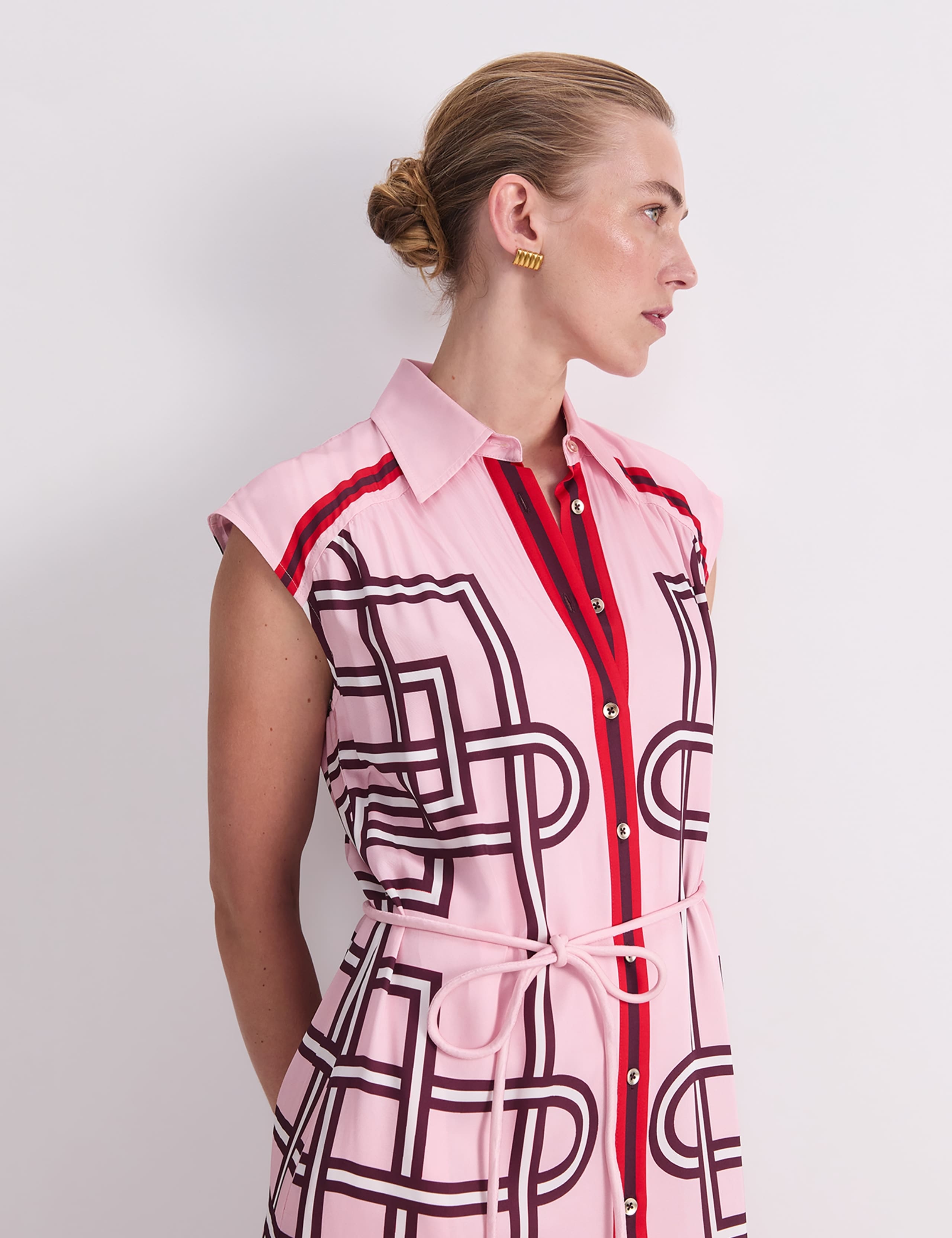 Printed Tie Waist Maxi Shirt Dress 6 of 7
