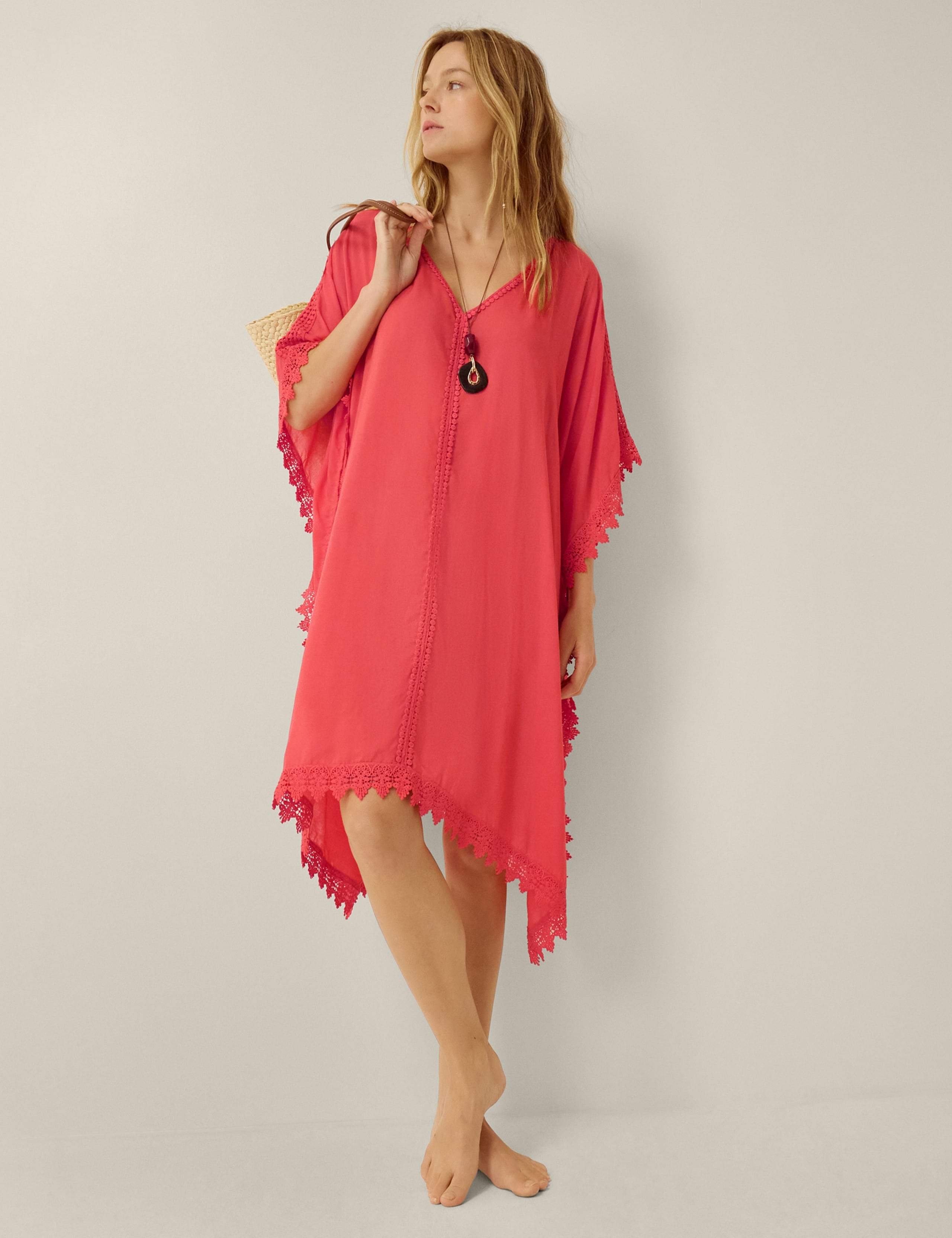 Pure Modal Lace Detail Beach Cover Up Kaftan 1 of 4