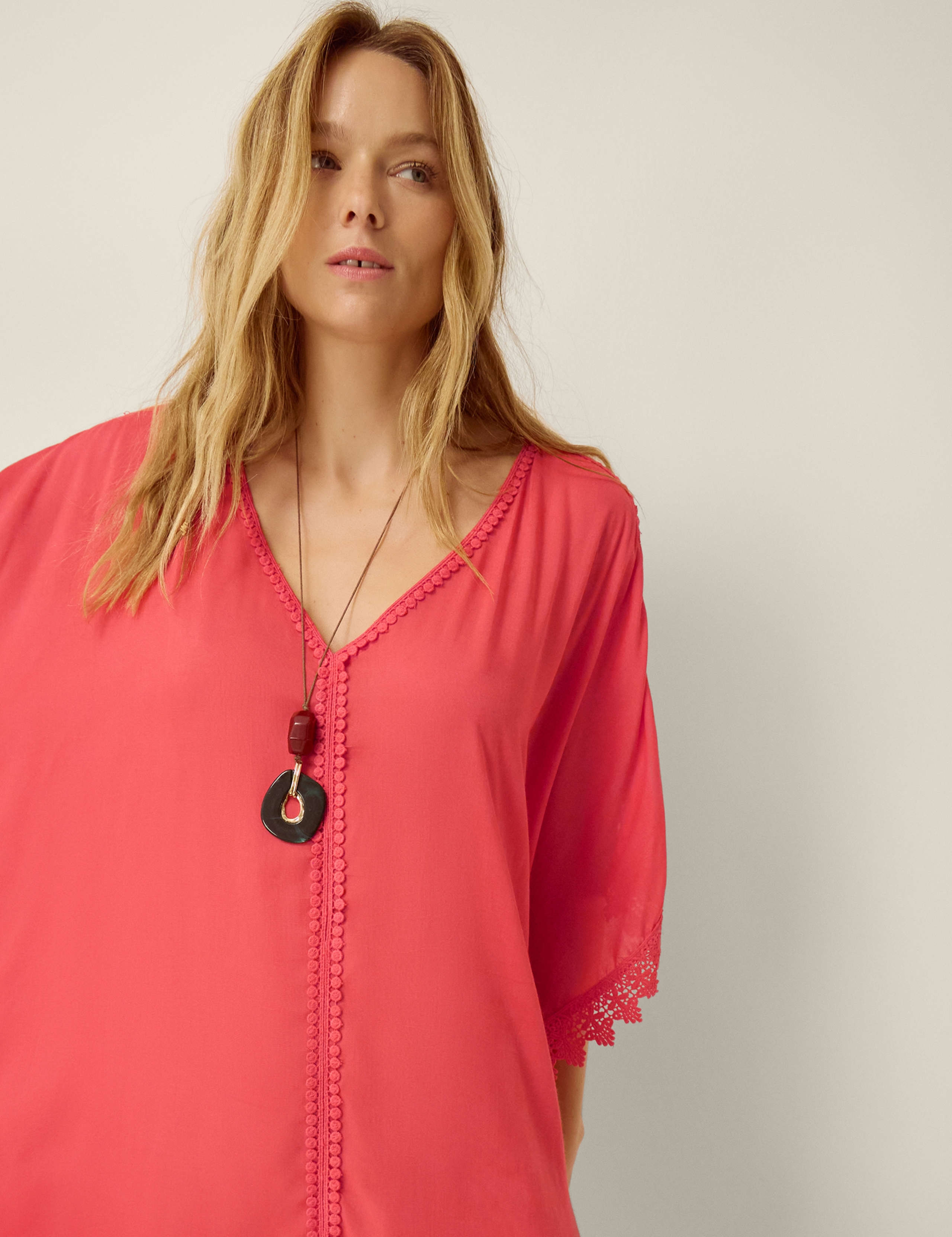 Pure Modal Lace Detail Beach Cover Up Kaftan 4 of 4
