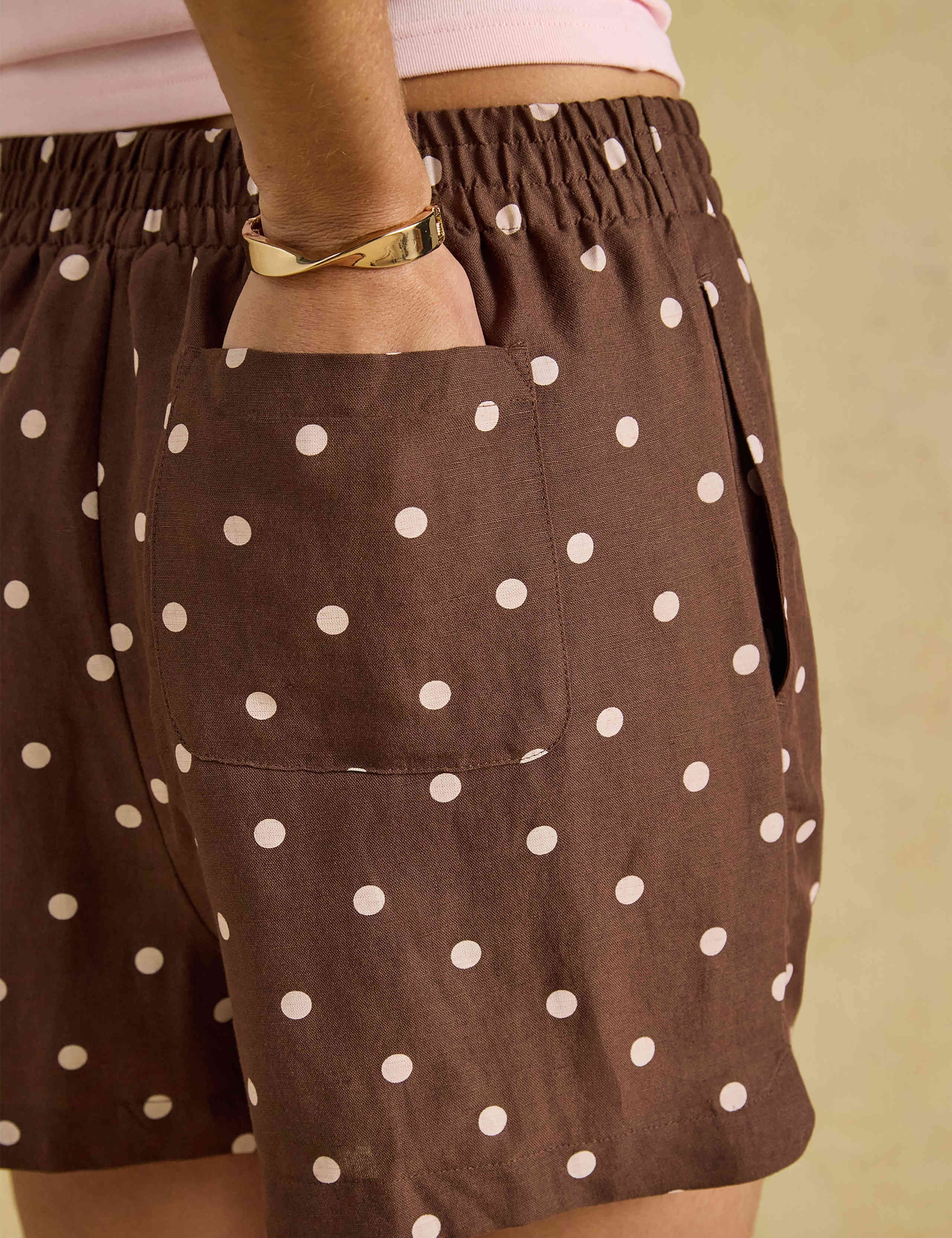 Polka Dot Pull On Shorts With Linen 5 of 8
