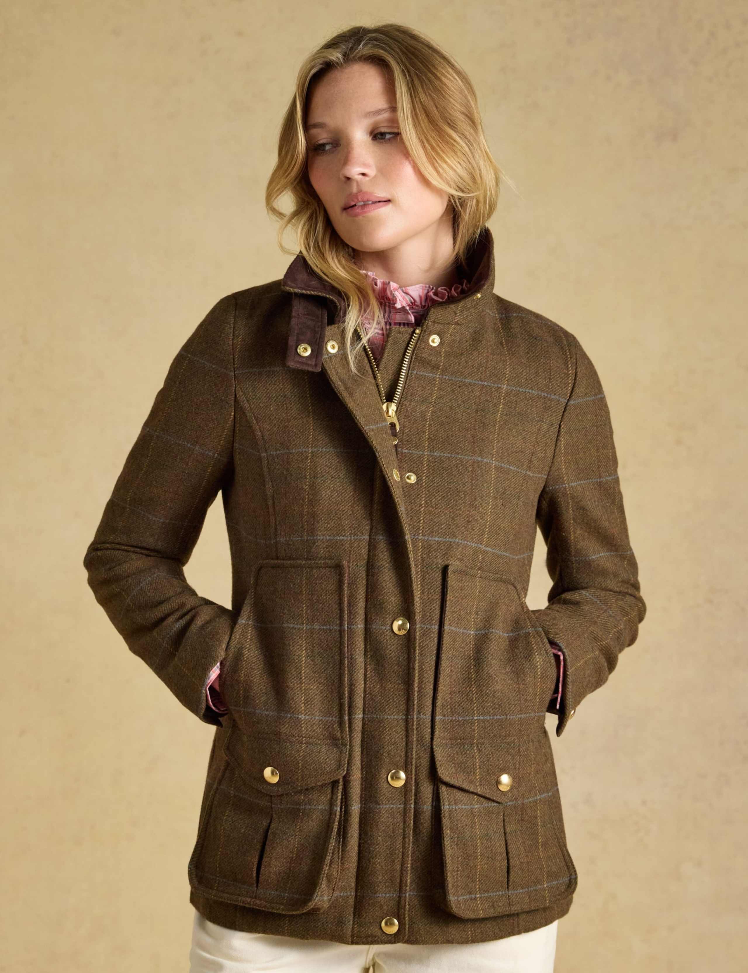 Wool Blend Tweed Checked Field Coat 1 of 9