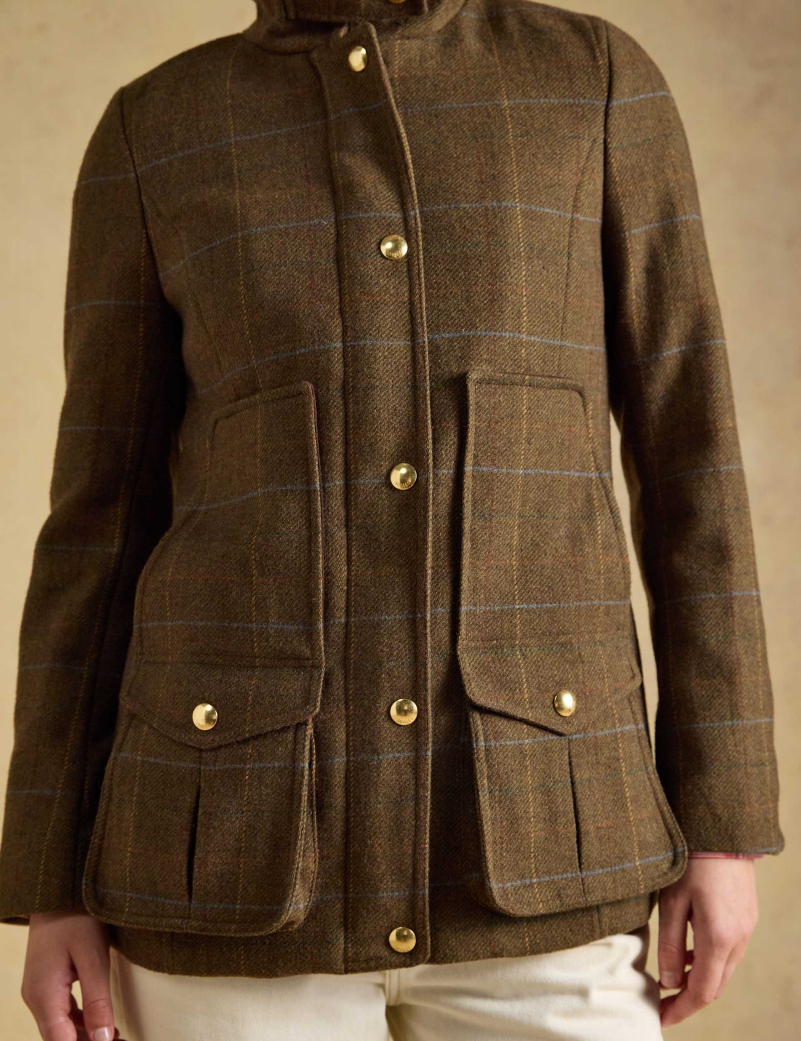 Wool Blend Tweed Checked Field Coat 3 of 9