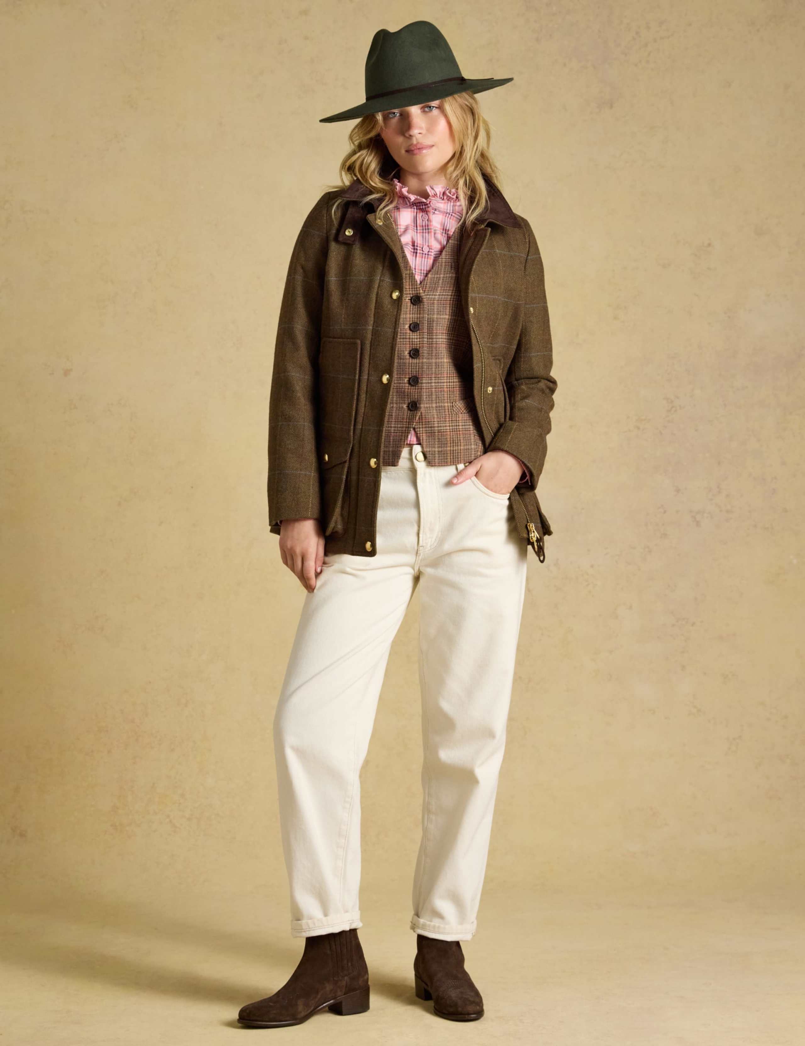 Wool Blend Tweed Checked Field Coat 6 of 9