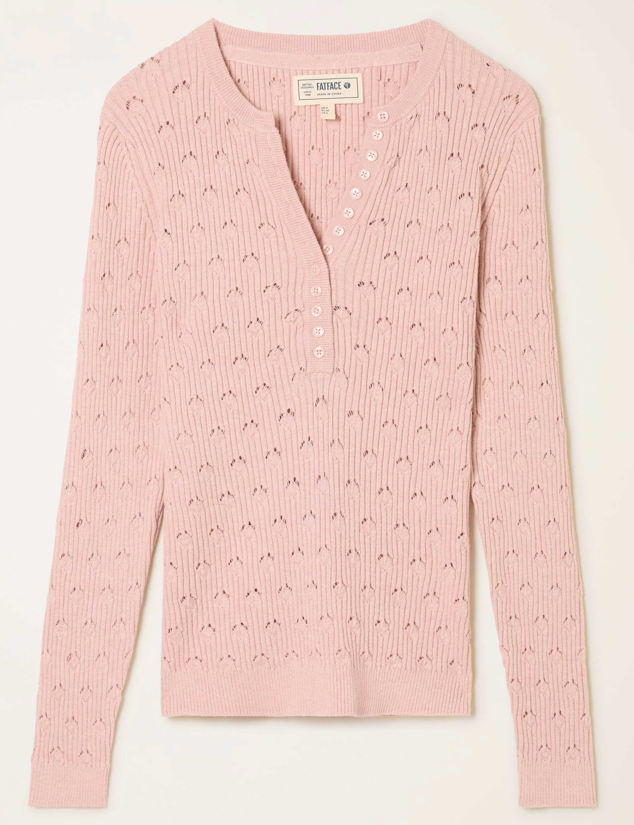 Cotton Rich Ribbed Notch Neck Jumper 2 of 5