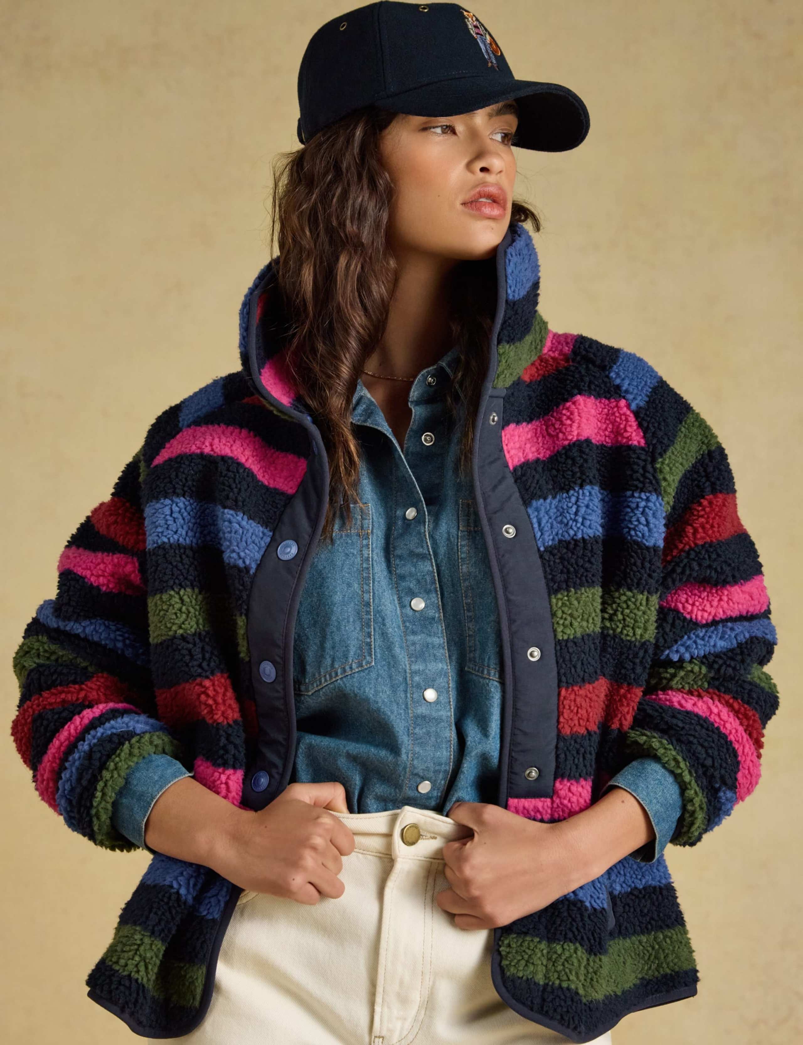 Borg Striped Funnel Neck Jacket 4 of 9