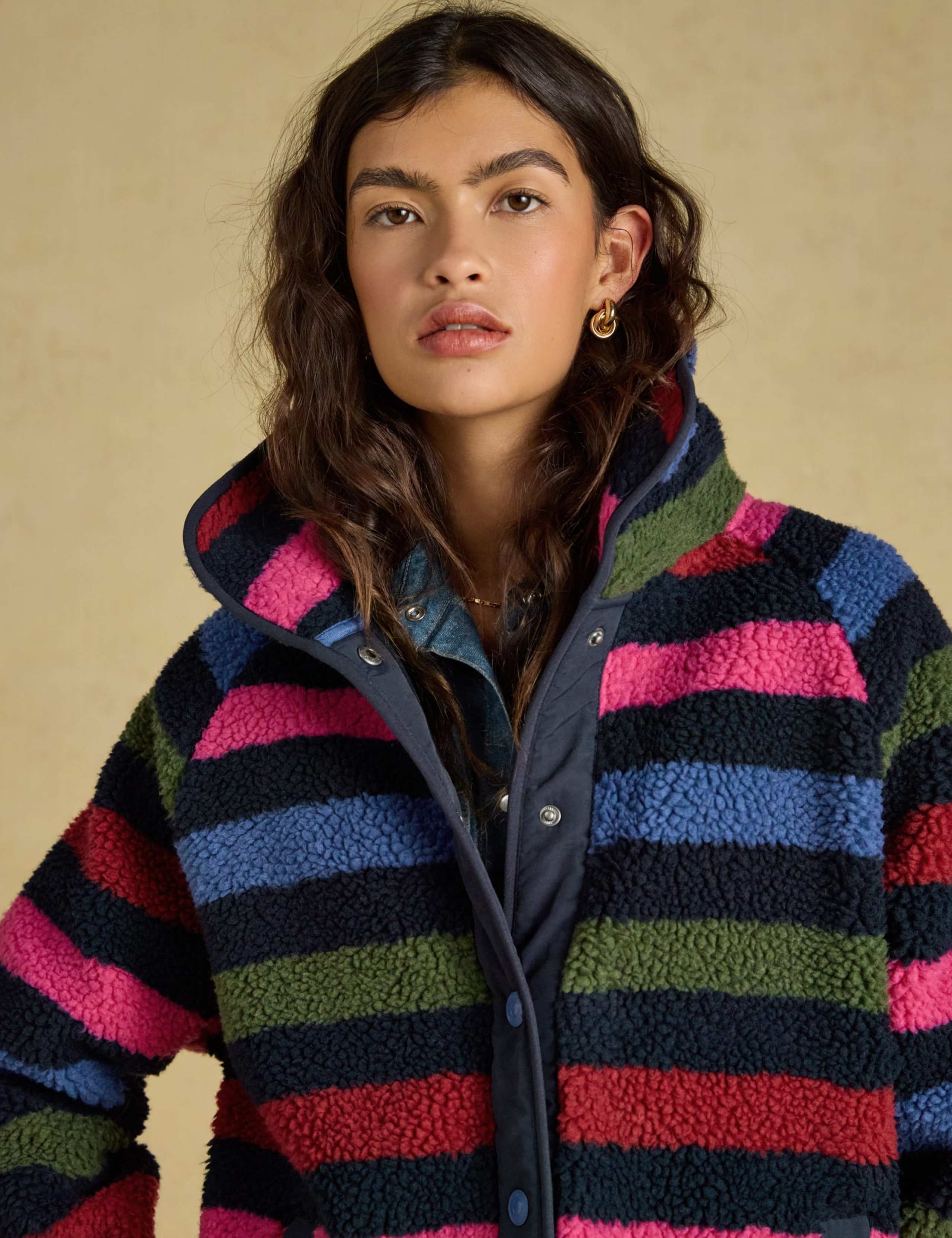 Borg Striped Funnel Neck Jacket 7 of 9