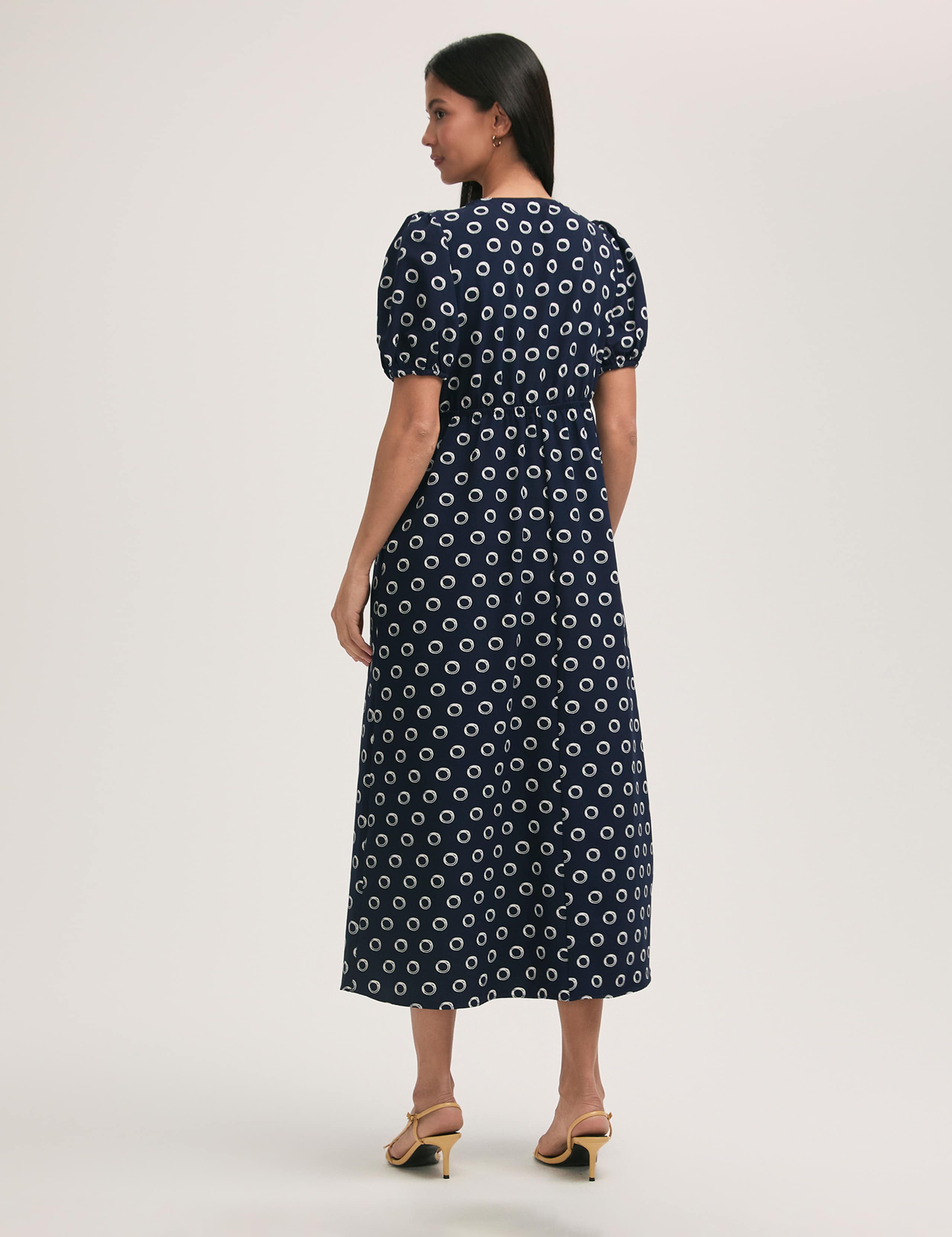 Polka Dot V-Neck Midi Tea Dress 2 of 4