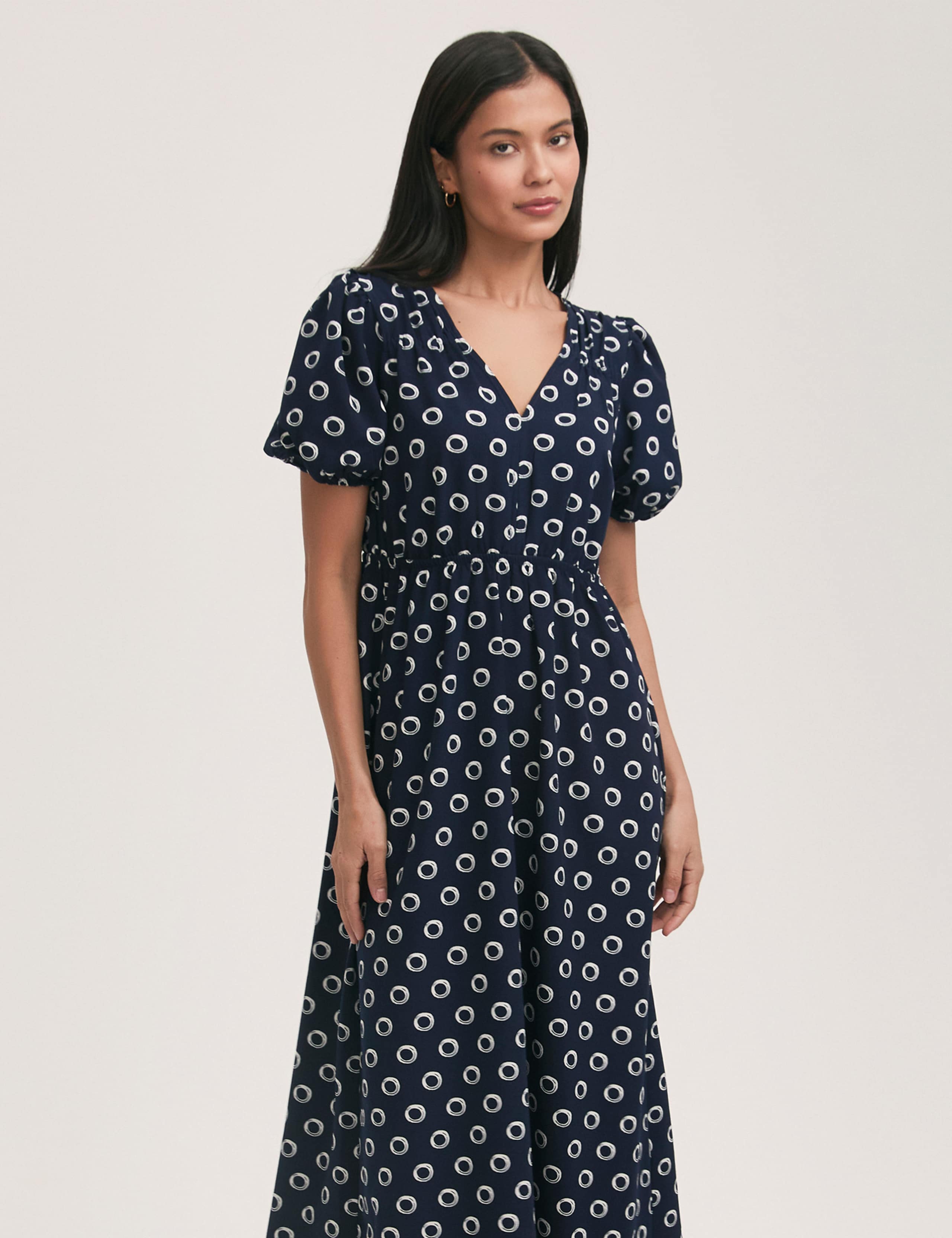 Polka Dot V-Neck Midi Tea Dress 3 of 4