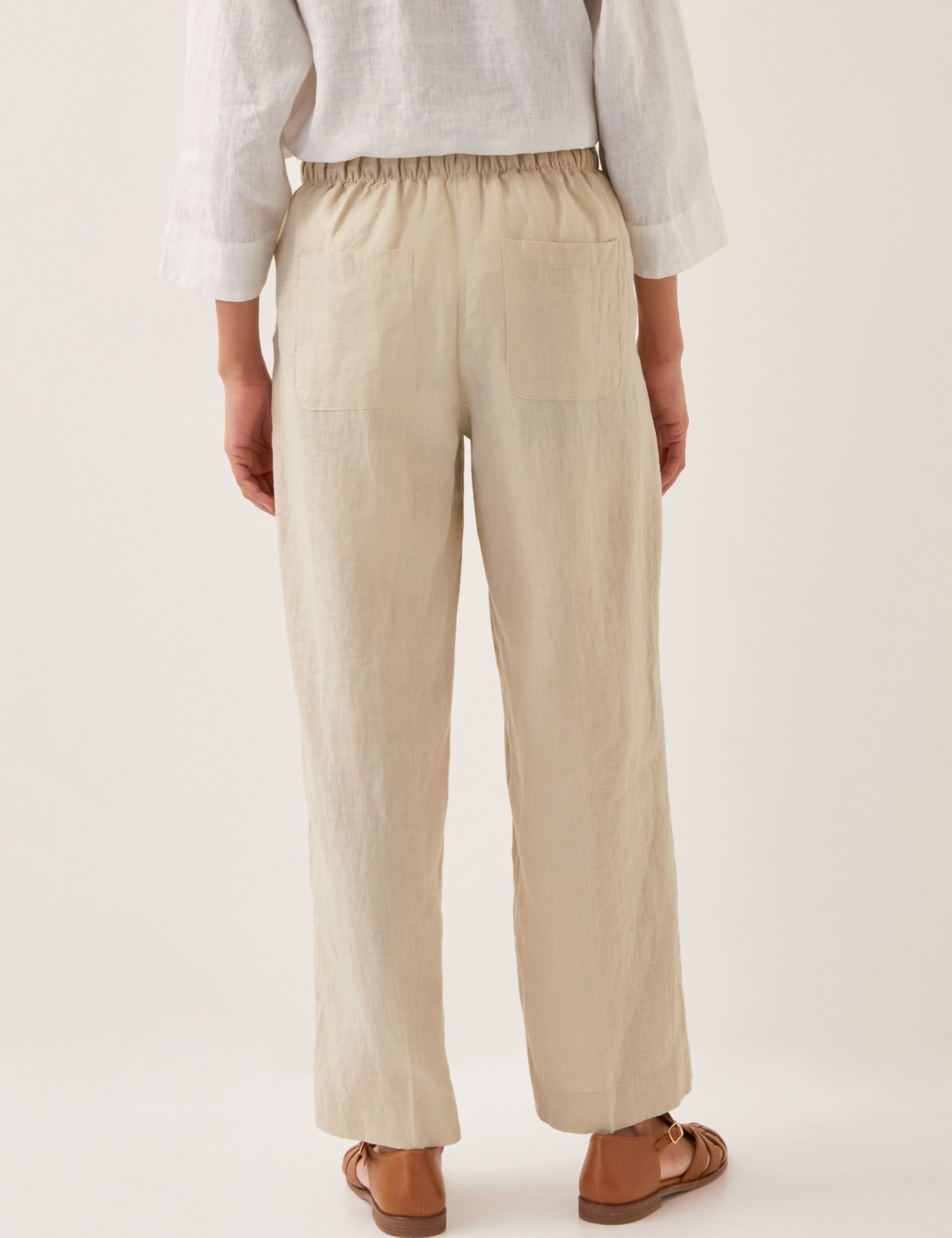 Pure Linen Straight Wide Leg Trousers 3 of 4