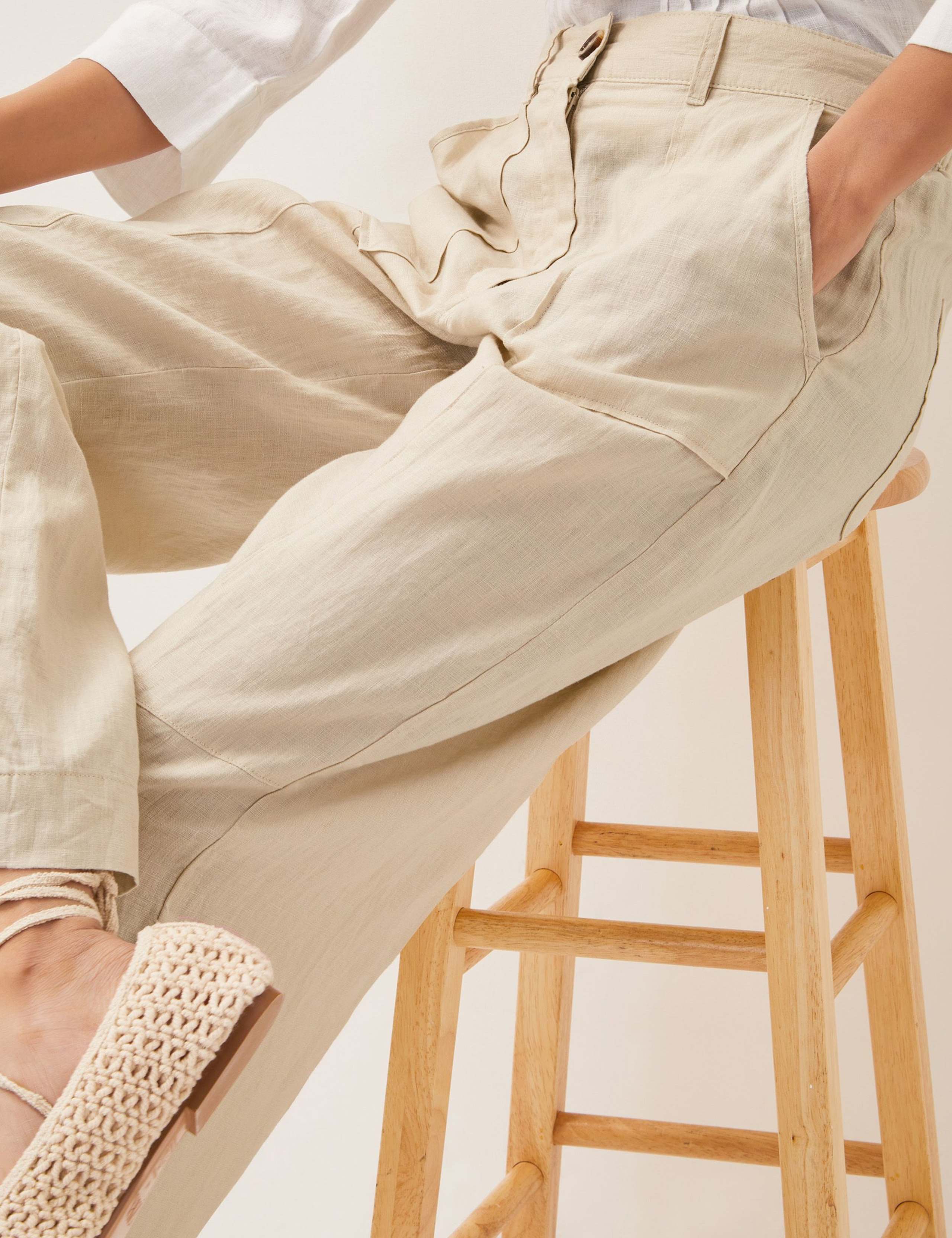 Pure Linen Straight Wide Leg Trousers 4 of 4