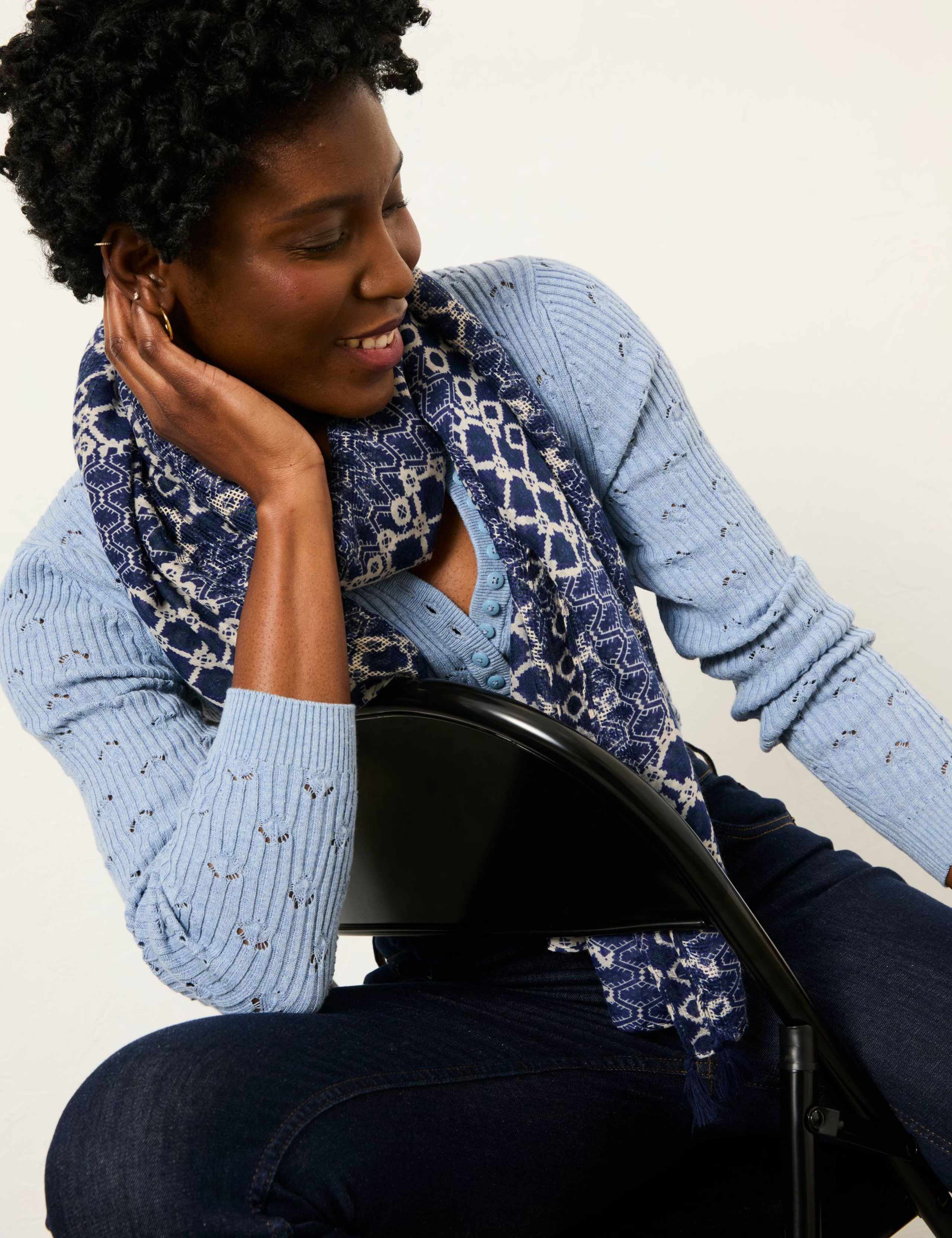 Cotton Rich Ribbed Notch Neck Jumper 3 of 5