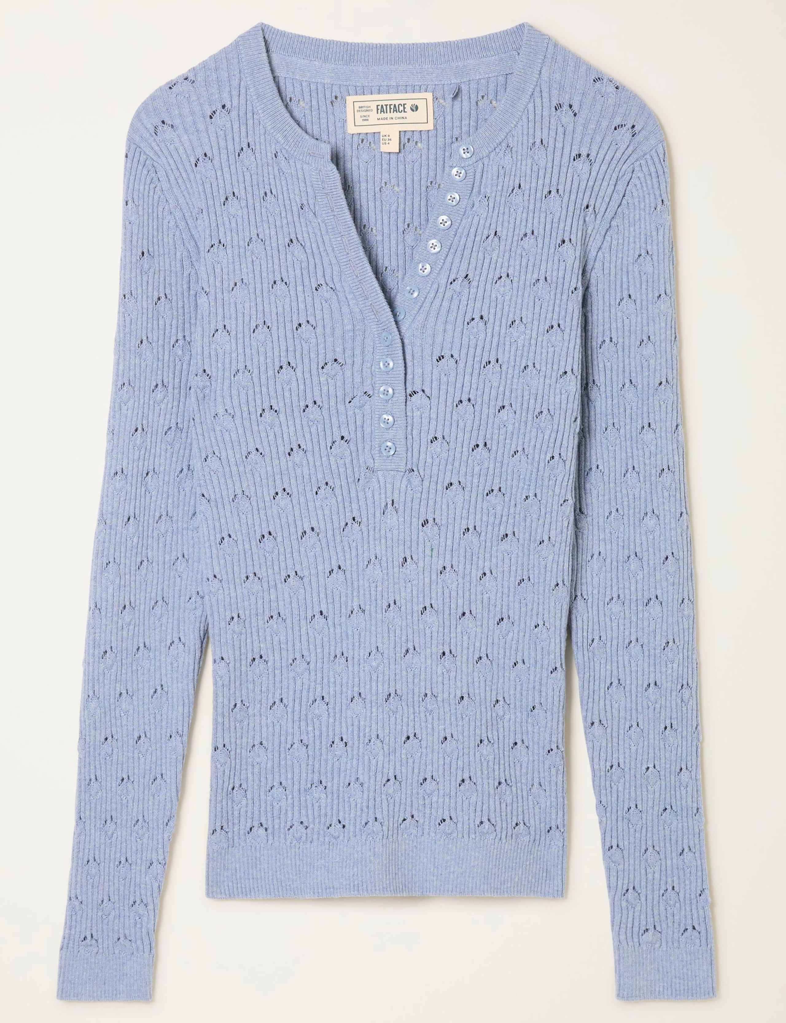 Cotton Rich Ribbed Notch Neck Jumper 2 of 5