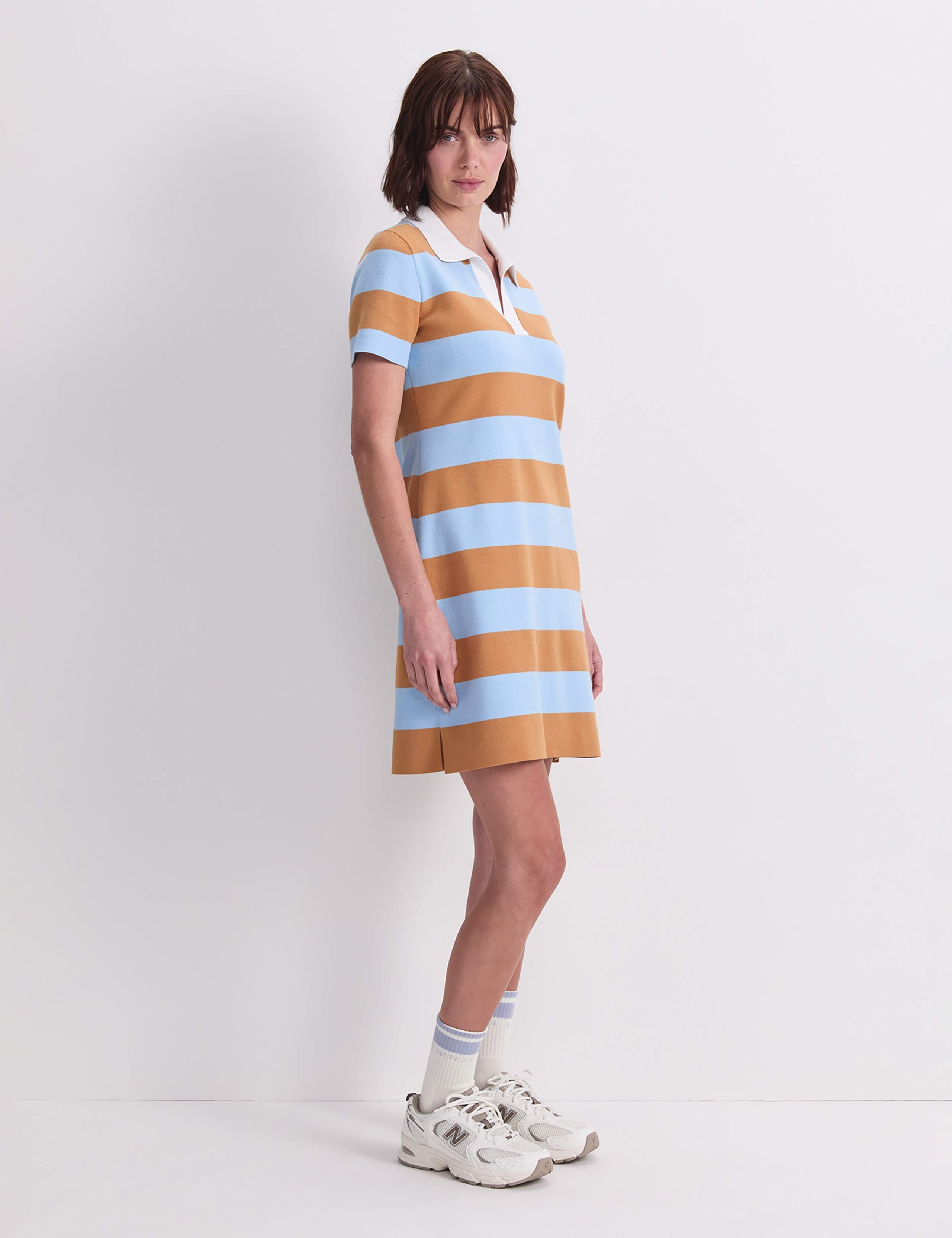 Cotton Rich Knitted Polo Mini Dress 3 of 6