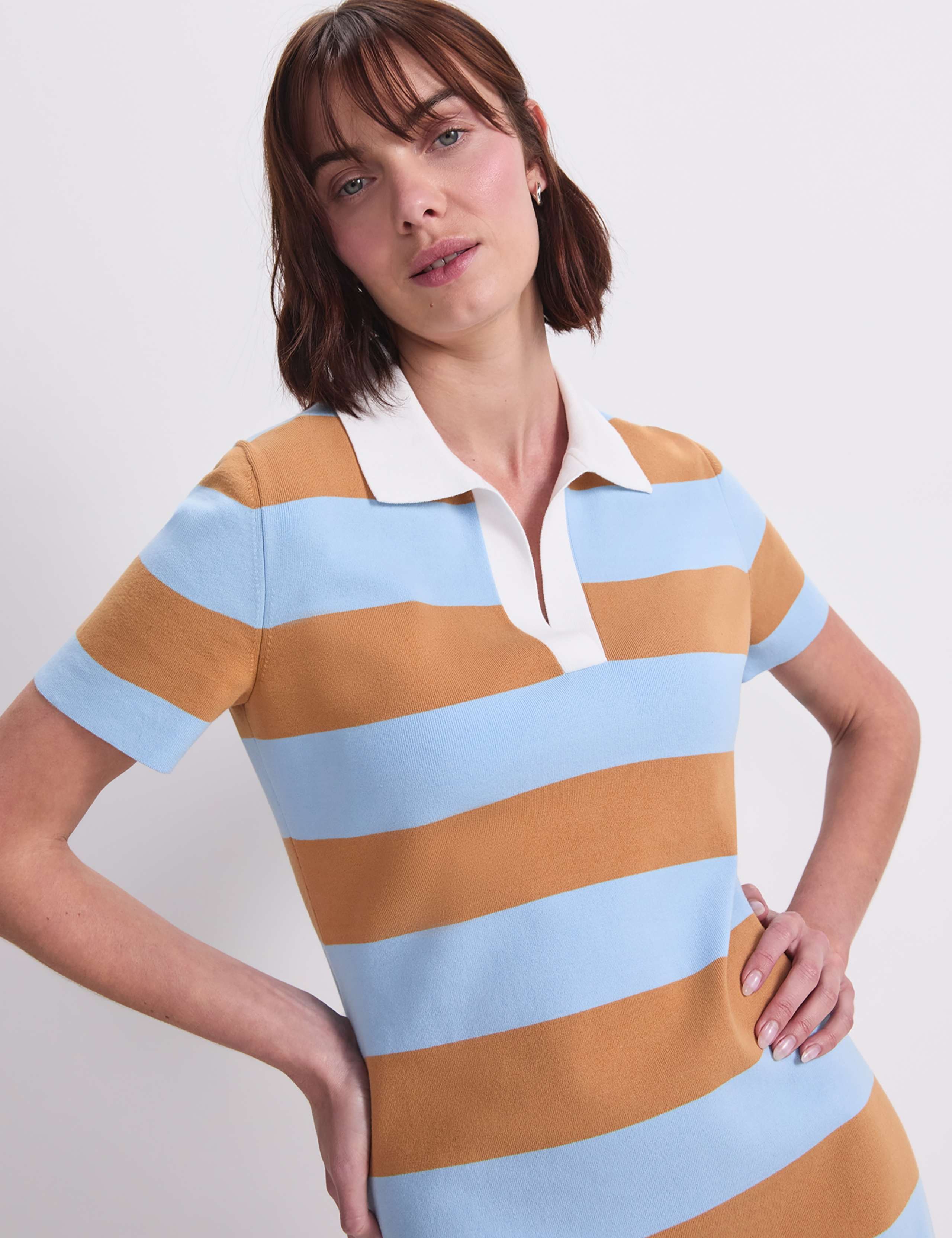 Cotton Rich Knitted Polo Mini Dress 5 of 6