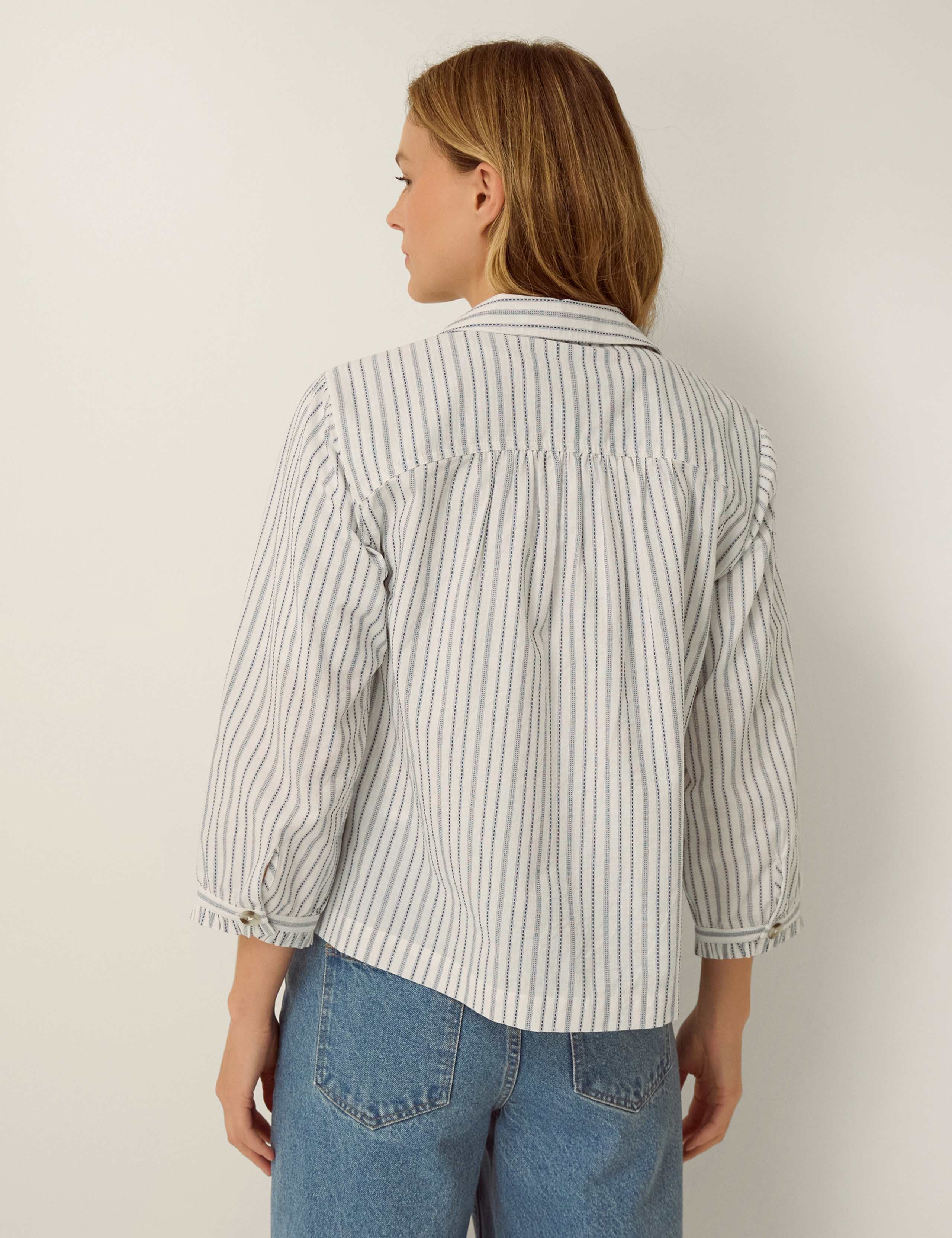 Pure Cotton Striped Button Through Blouse 3 of 5
